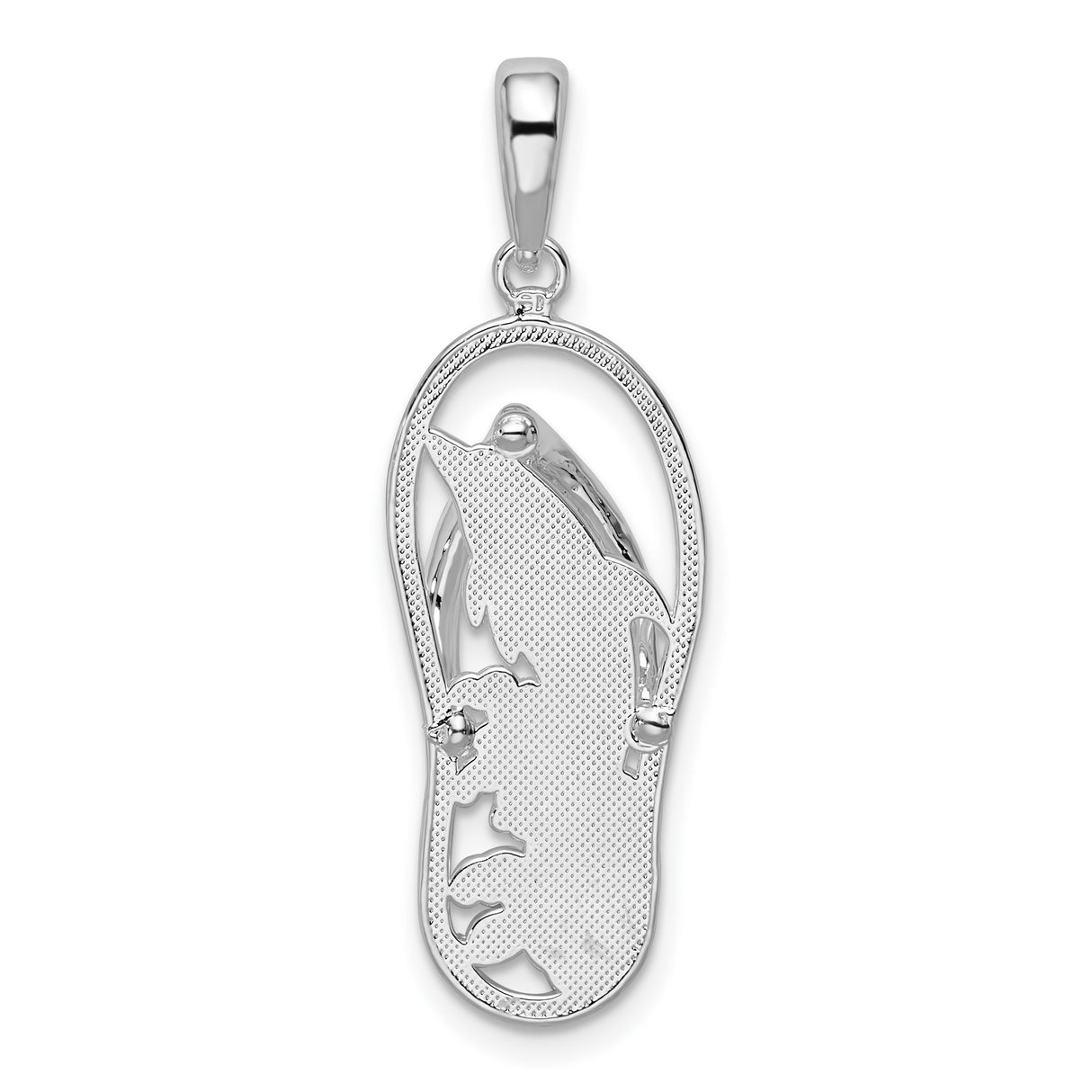Sterling Silver Flip-Flop Pendant with Seashell and Floral Cutout Design