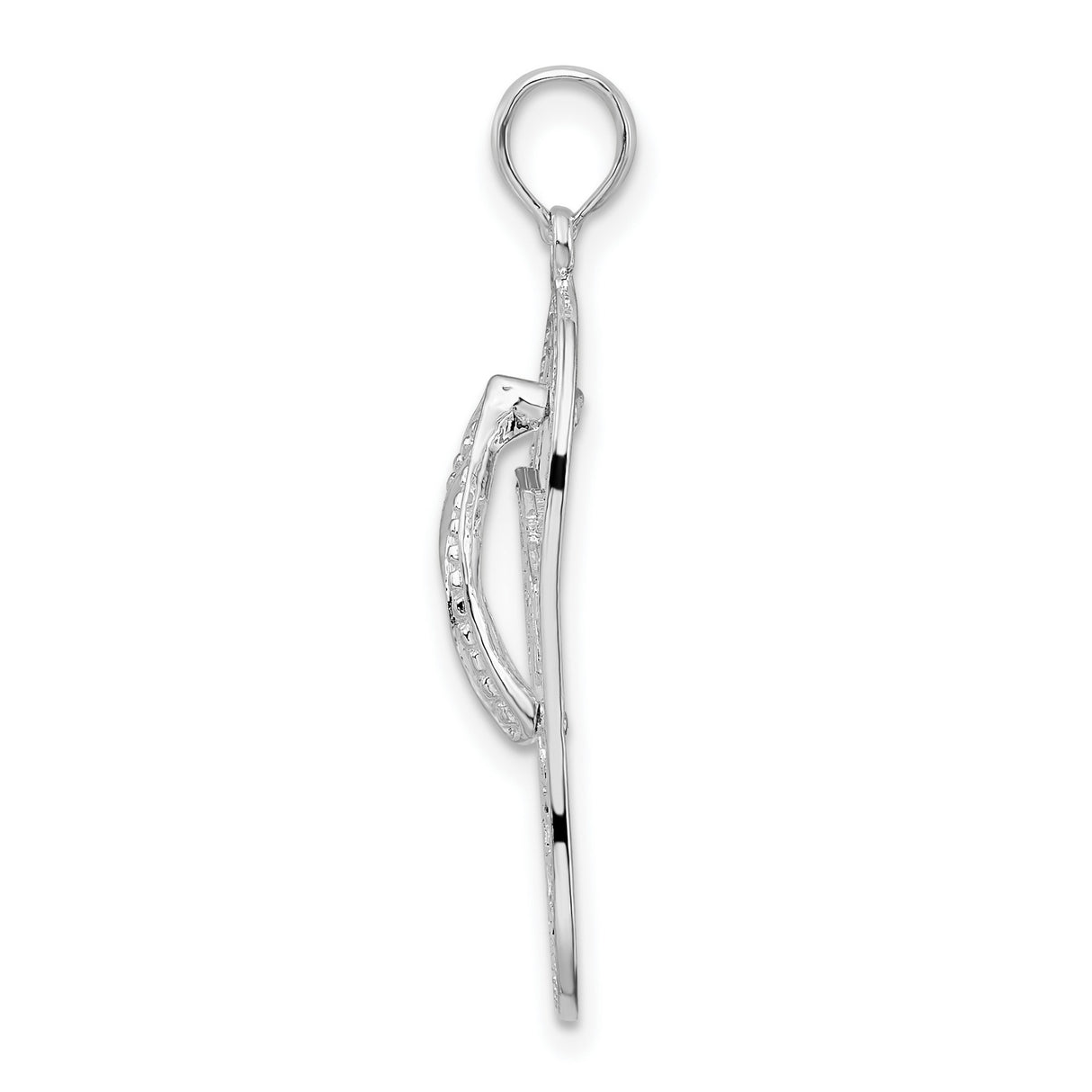 Polished 3-D Cut-out Palm Tree Flip-flop Charm Pendant in Real 925 Sterling Silver