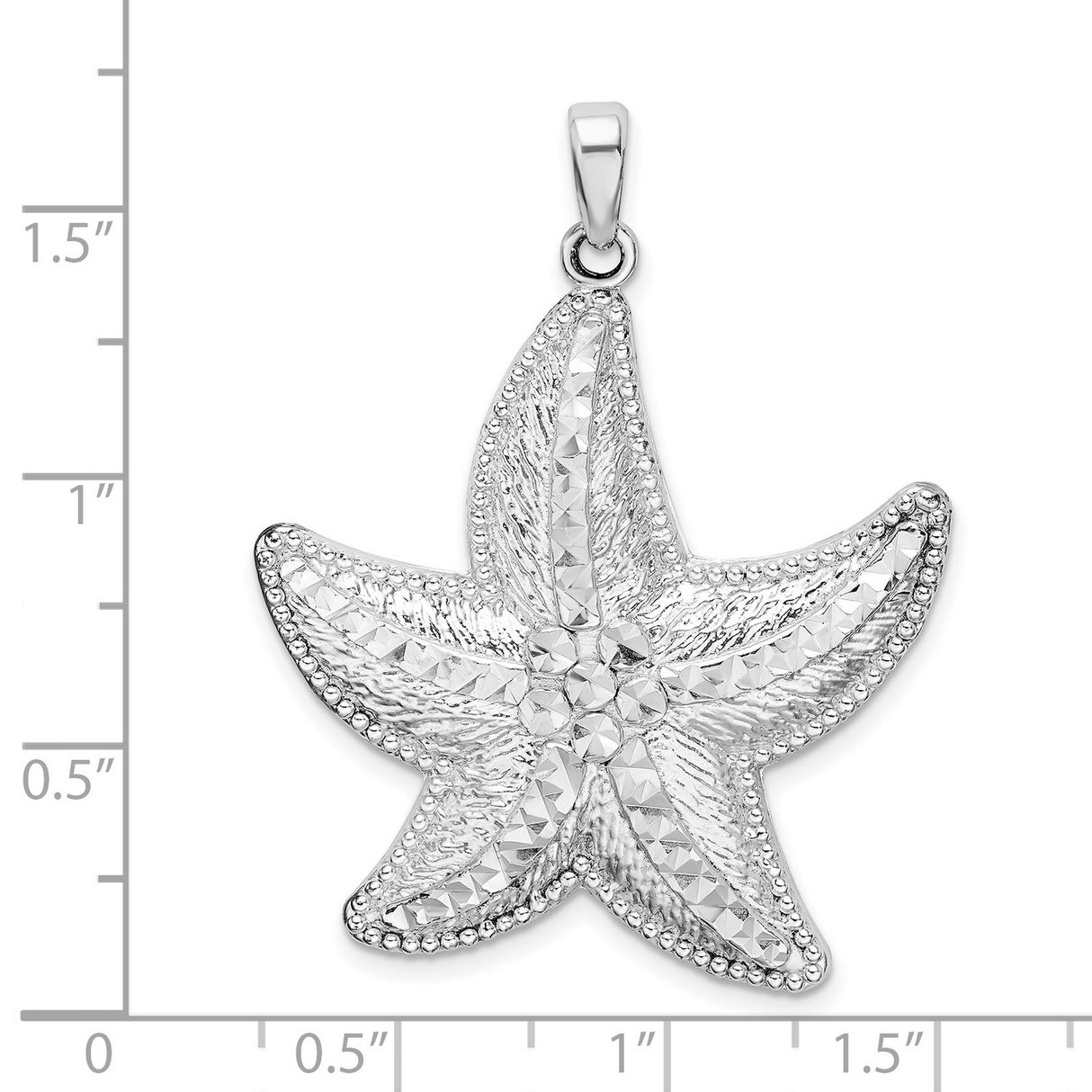 Sterling Silver Starfish Pendant with Diamond-Cut Textured Finish, Nautical Ocean Theme