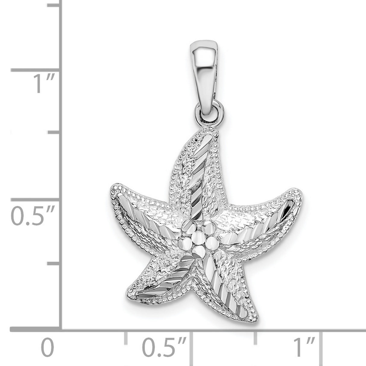Sterling Silver Starfish Pendant with Textured and Polished Detailing, Nautical Sea Life Theme