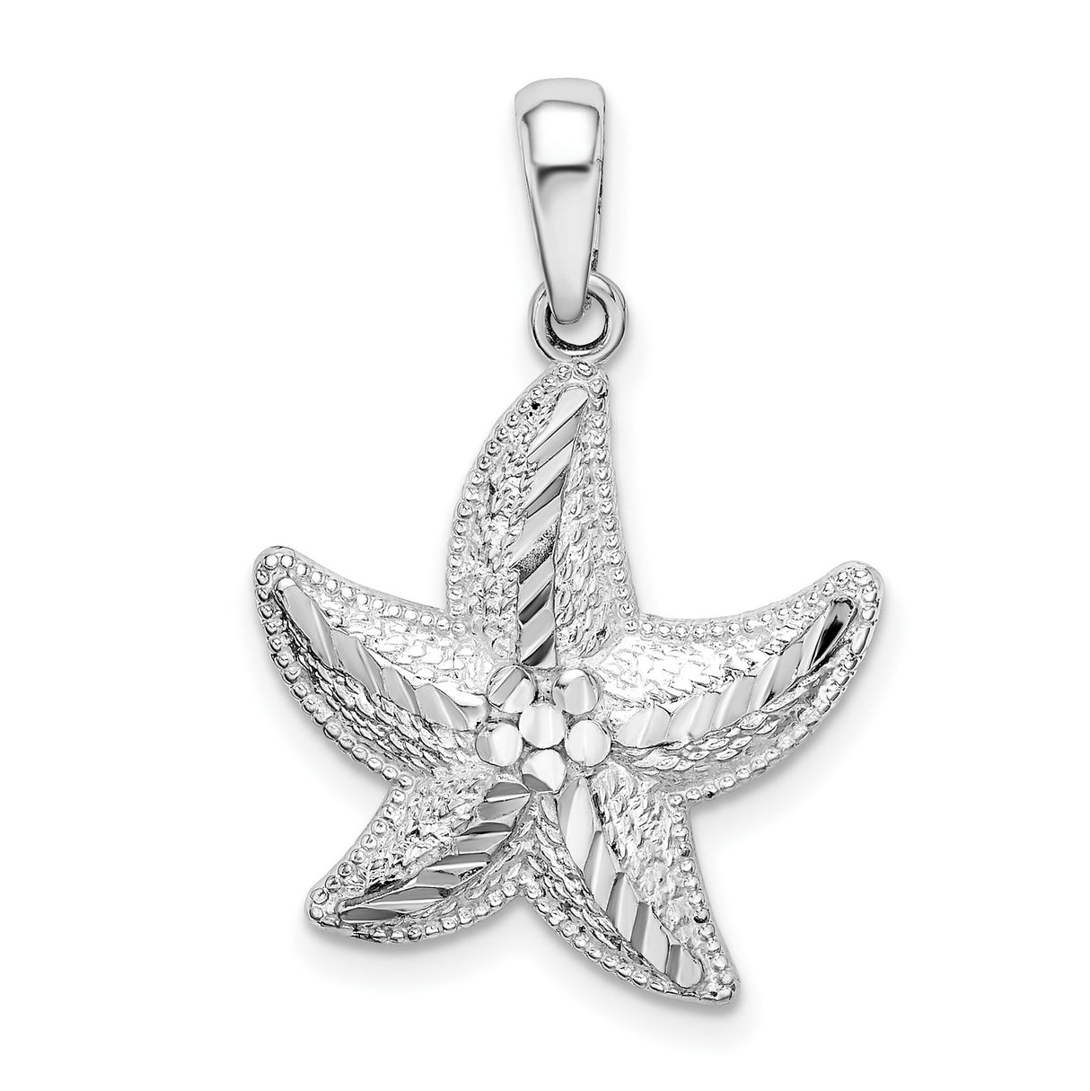 Sterling Silver Starfish Pendant with Textured and Polished Detailing, Nautical Sea Life Theme