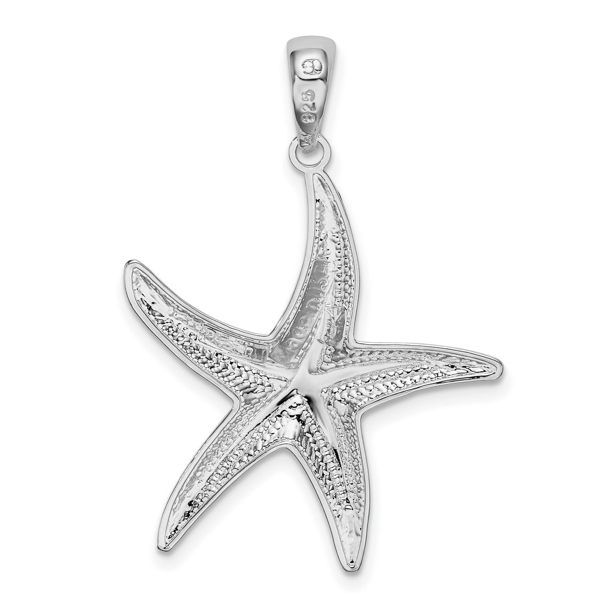 Sterling Silver Starfish Pendant with Textured Detailing, Ocean-Inspired Coastal Jewelry
