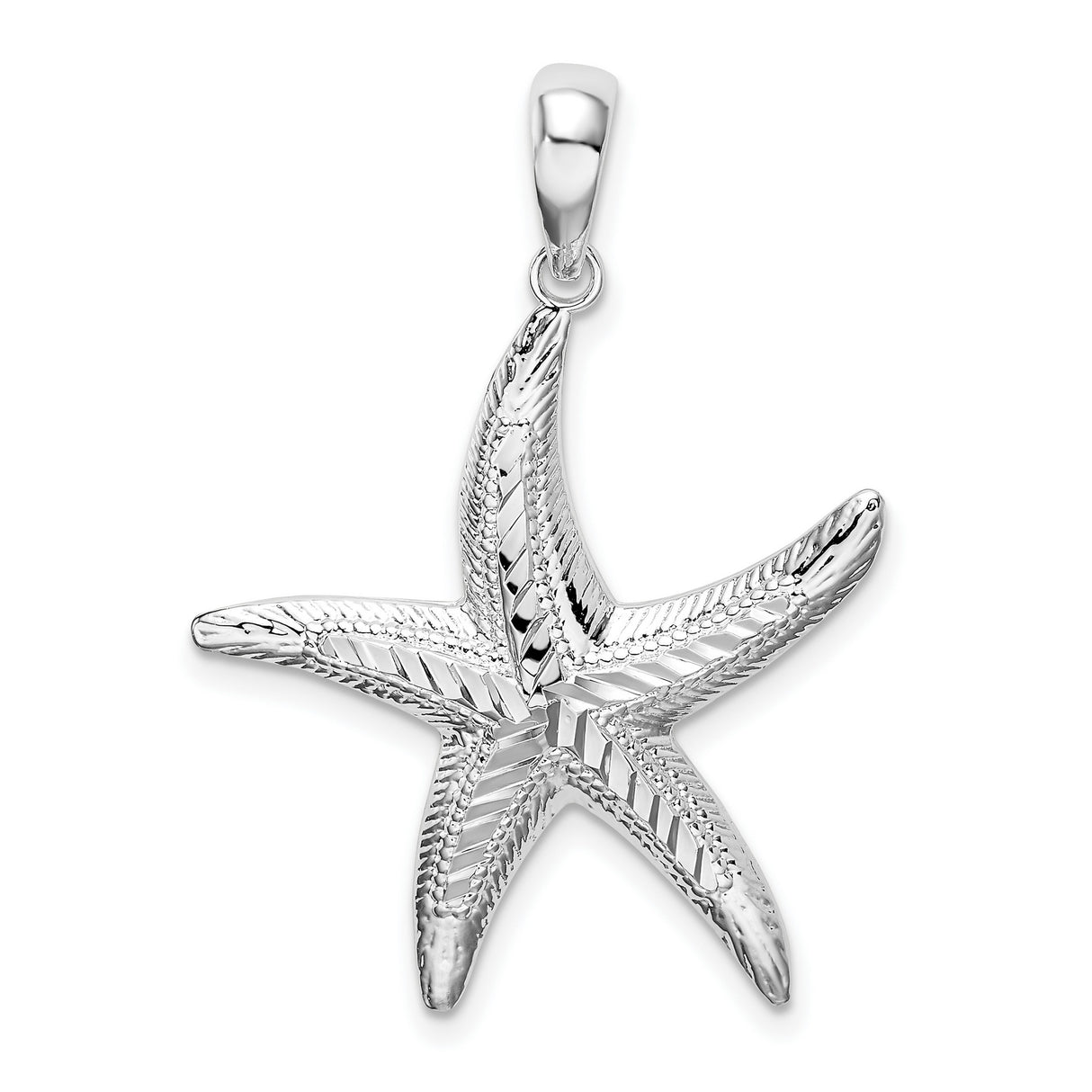 Sterling Silver Starfish Pendant with Textured Detailing, Ocean-Inspired Coastal Jewelry