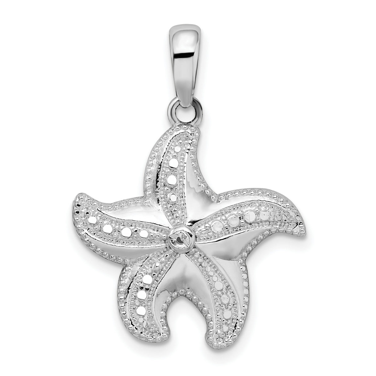 Sterling Silver Starfish Pendant with Textured Detailing and Ocean Theme
