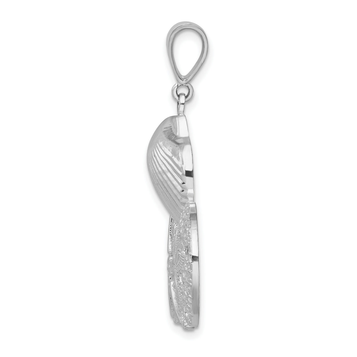 Polished Textured Sea Life Charm Pendant in Real 925 Sterling Silver