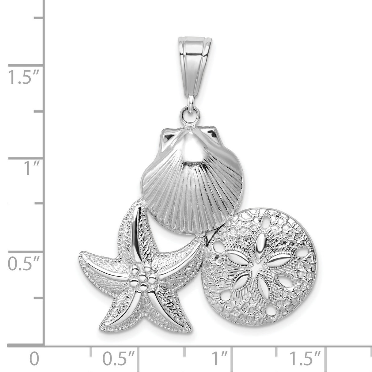 Polished Textured Sea Life Charm Pendant in Real 925 Sterling Silver