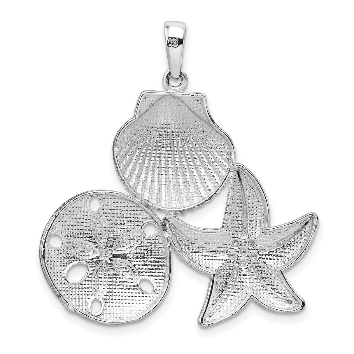 Polished Diamond-Cut Sea Life Charm Pendant in Real 925 Sterling Silver