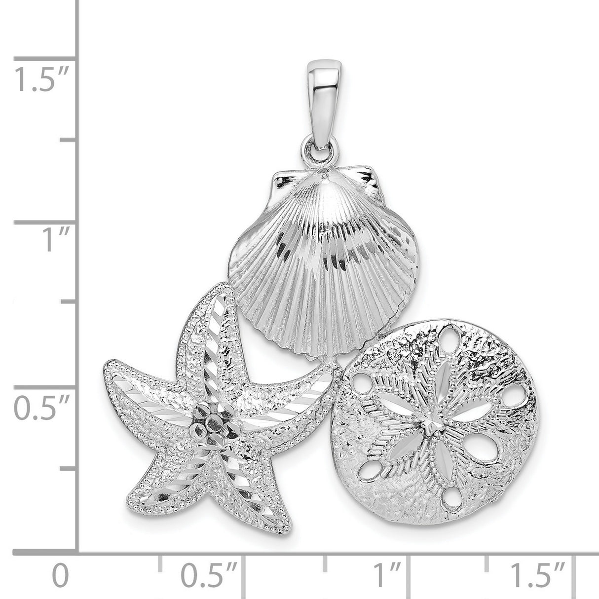Polished Diamond-Cut Sea Life Charm Pendant in Real 925 Sterling Silver