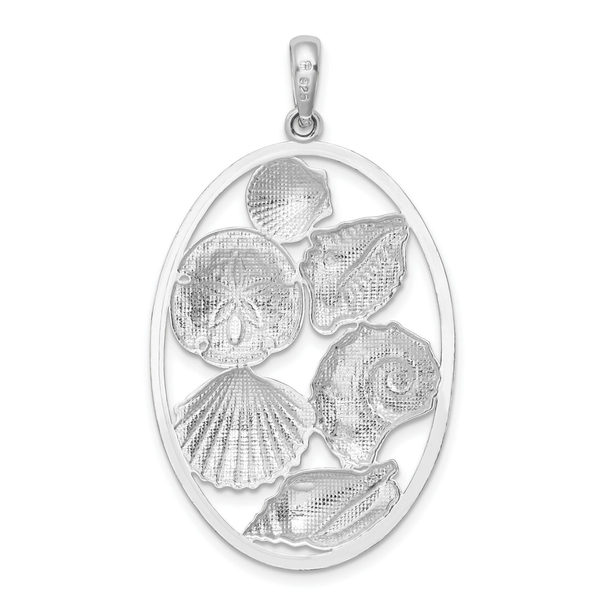 Sterling Silver Ocean Pendant with Sand Dollar and Conch Shell Accents, Nautical Beach Design