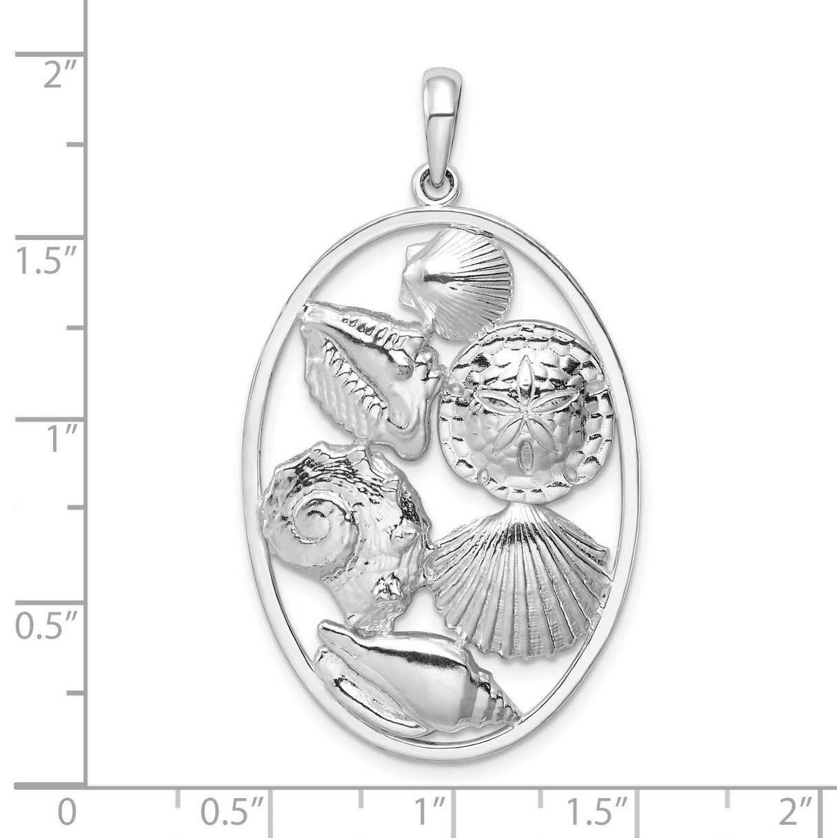 Sterling Silver Ocean Pendant with Sand Dollar and Conch Shell Accents, Nautical Beach Design