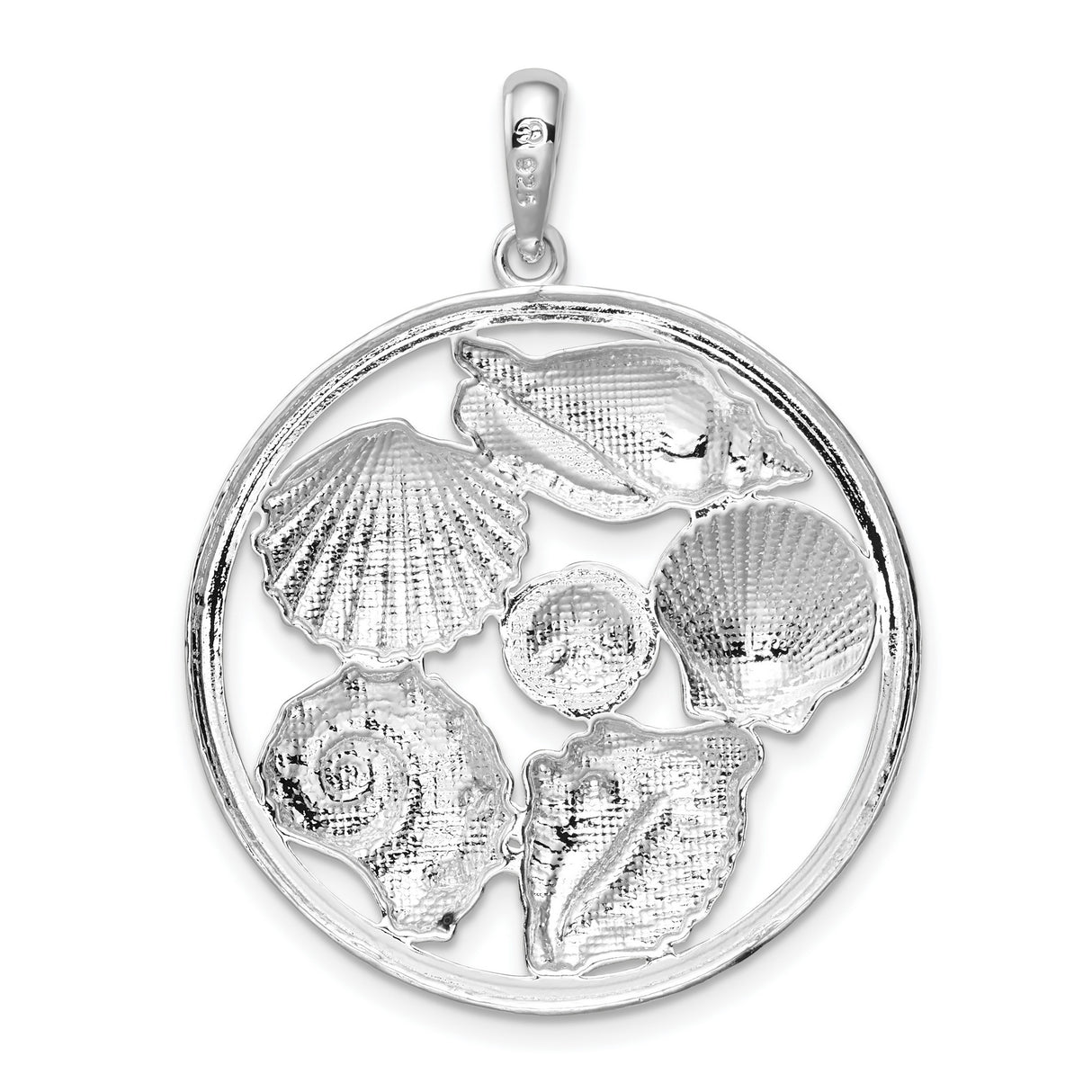 Sterling Silver Seashell Pendant with Open Frame Ocean-Inspired Design