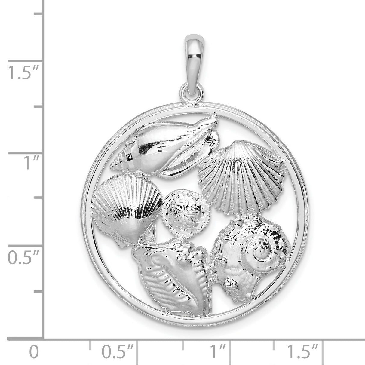Sterling Silver Seashell Pendant with Open Frame Ocean-Inspired Design