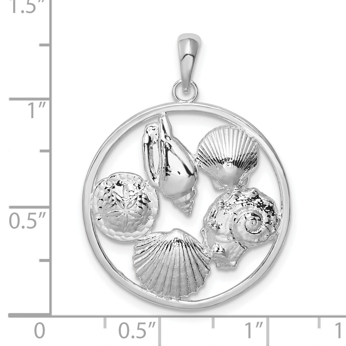 Sterling Silver Pendant with Seashells and Sand Dollar, Ocean Inspired Coastal Jewelry