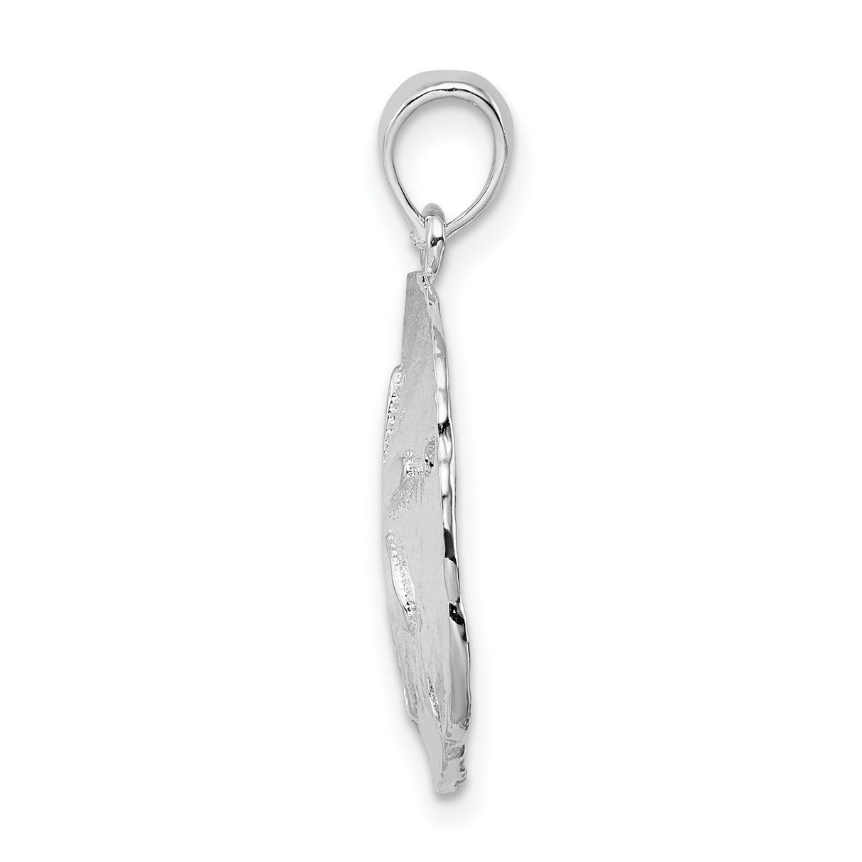Polished Large Sand Dollar Charm Pendant in Real 925 Sterling Silver
