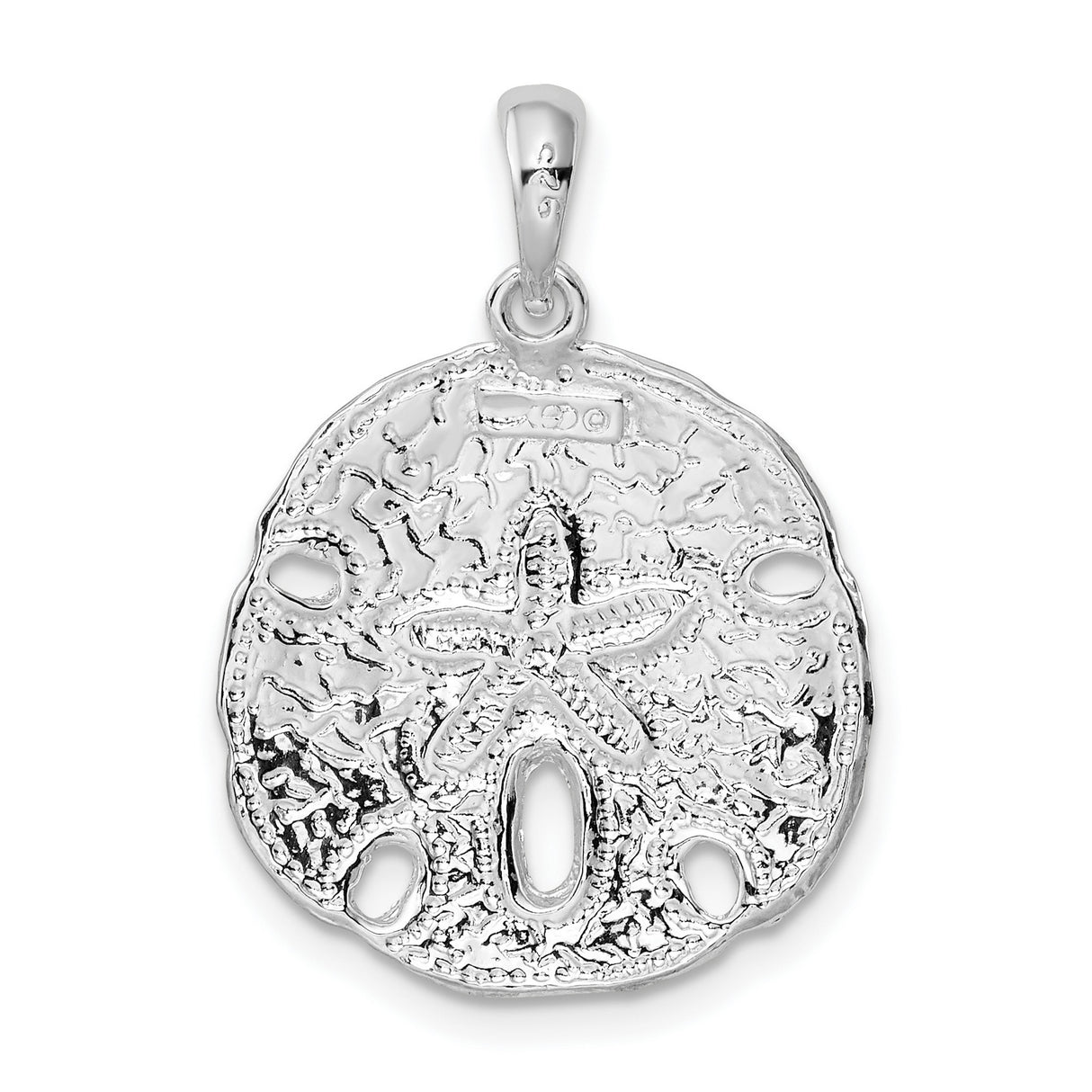 Polished Large Sand Dollar Charm Pendant in Real 925 Sterling Silver