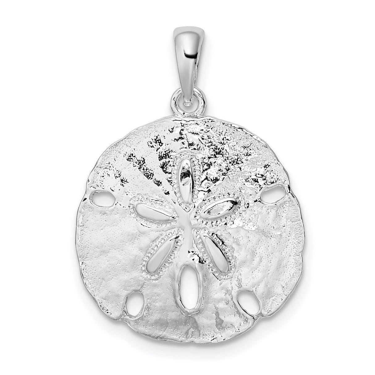Polished Large Sand Dollar Charm Pendant in Real 925 Sterling Silver