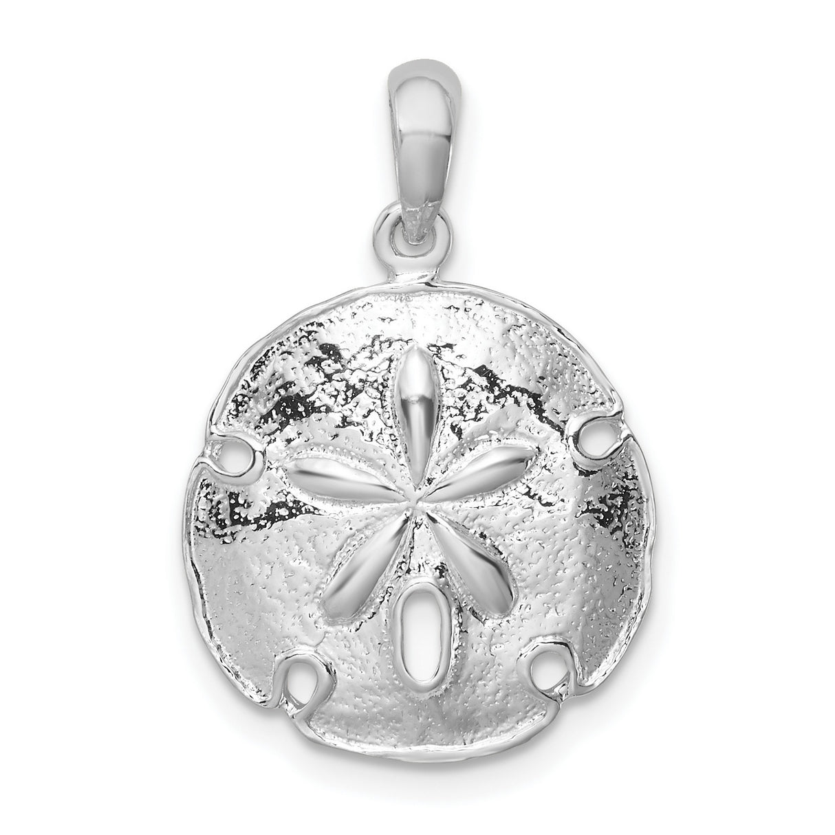 Sterling Silver Sand Dollar Pendant with Detailed Sea Life Nautical Design for Women