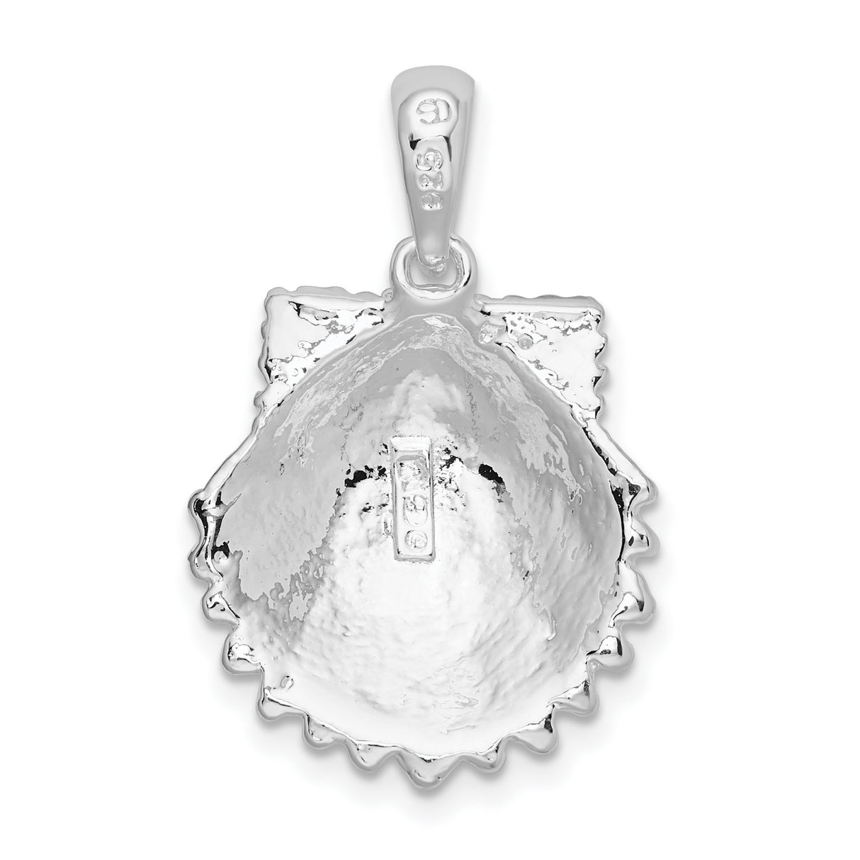 Polished Beaded Scallop Shell Charm Pendant in Real 925 Sterling Silver
