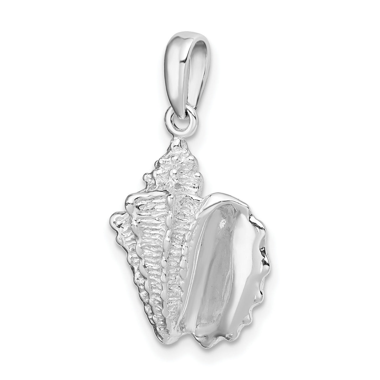 Sterling Silver Conch Shell Pendant with Detailed Nautical Ocean-Inspired Design for Women