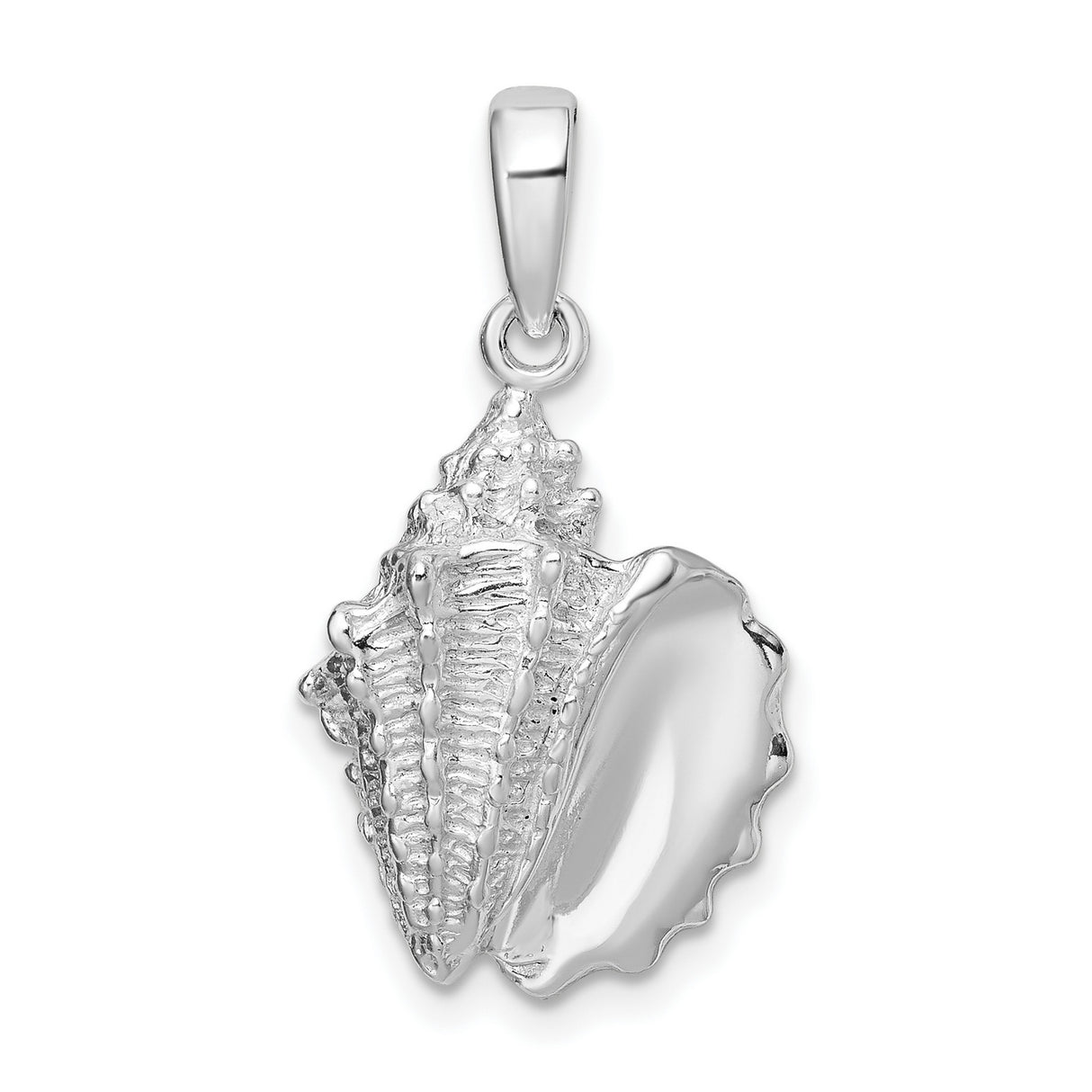 Sterling Silver Conch Shell Pendant with Detailed Nautical Ocean-Inspired Design for Women
