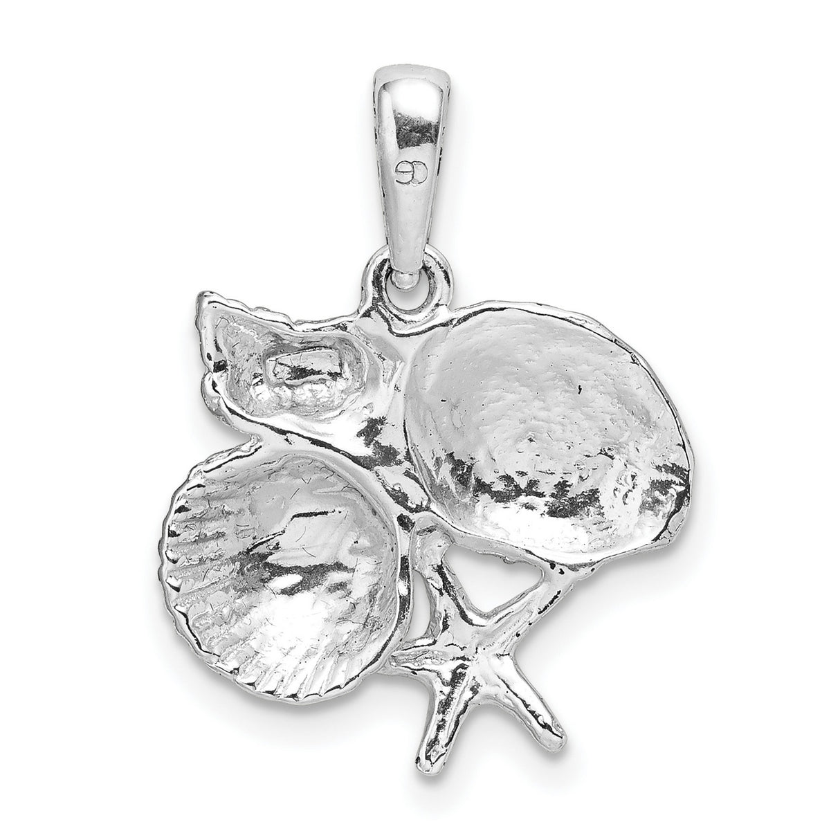 Sterling Silver Pendant with Shell and Starfish Design, Ocean-Themed Nautical Jewelry for Women