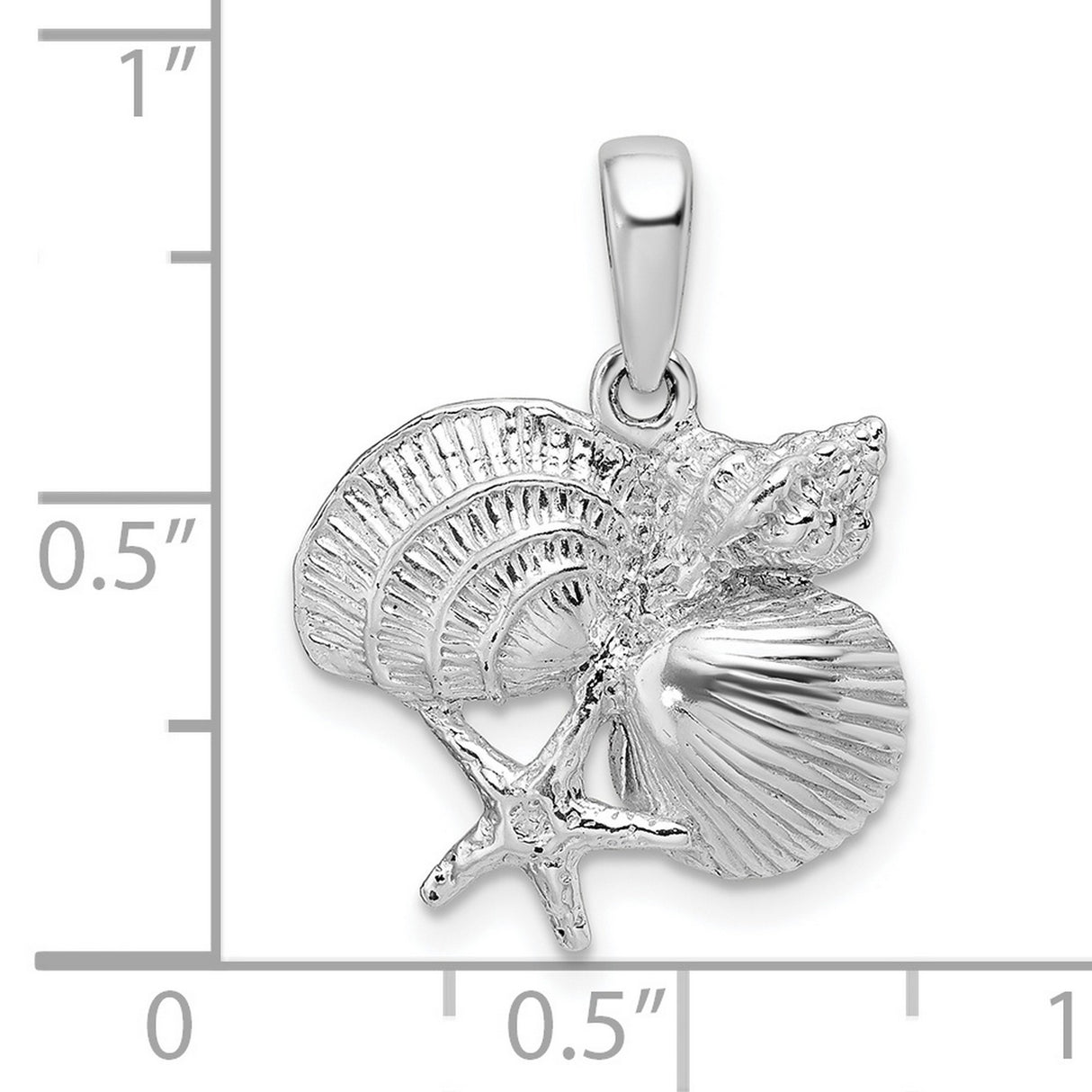Sterling Silver Pendant with Shell and Starfish Design, Ocean-Themed Nautical Jewelry for Women