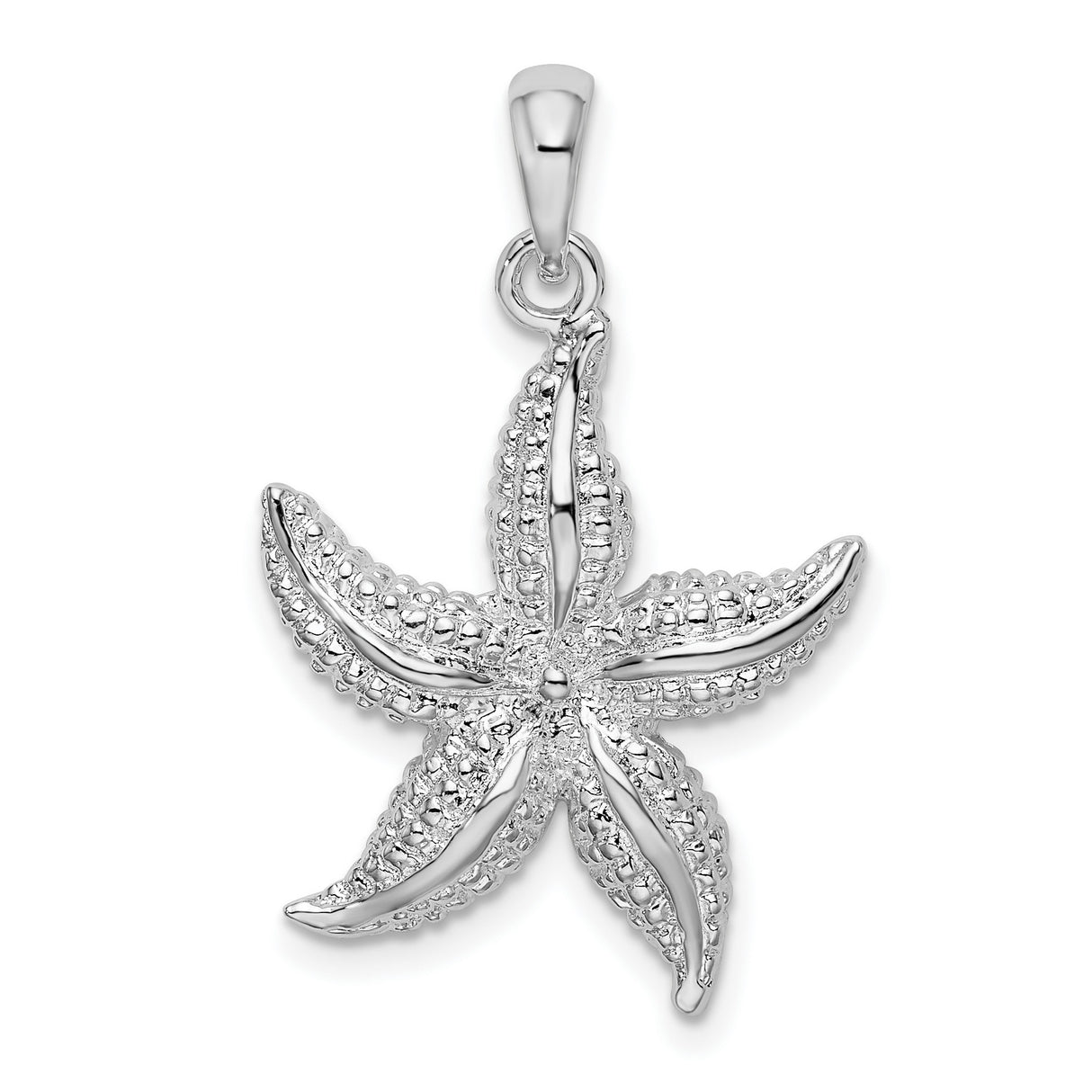 Sterling Silver Starfish Pendant, Textured Nautical Design, Coastal Beach Style for Women