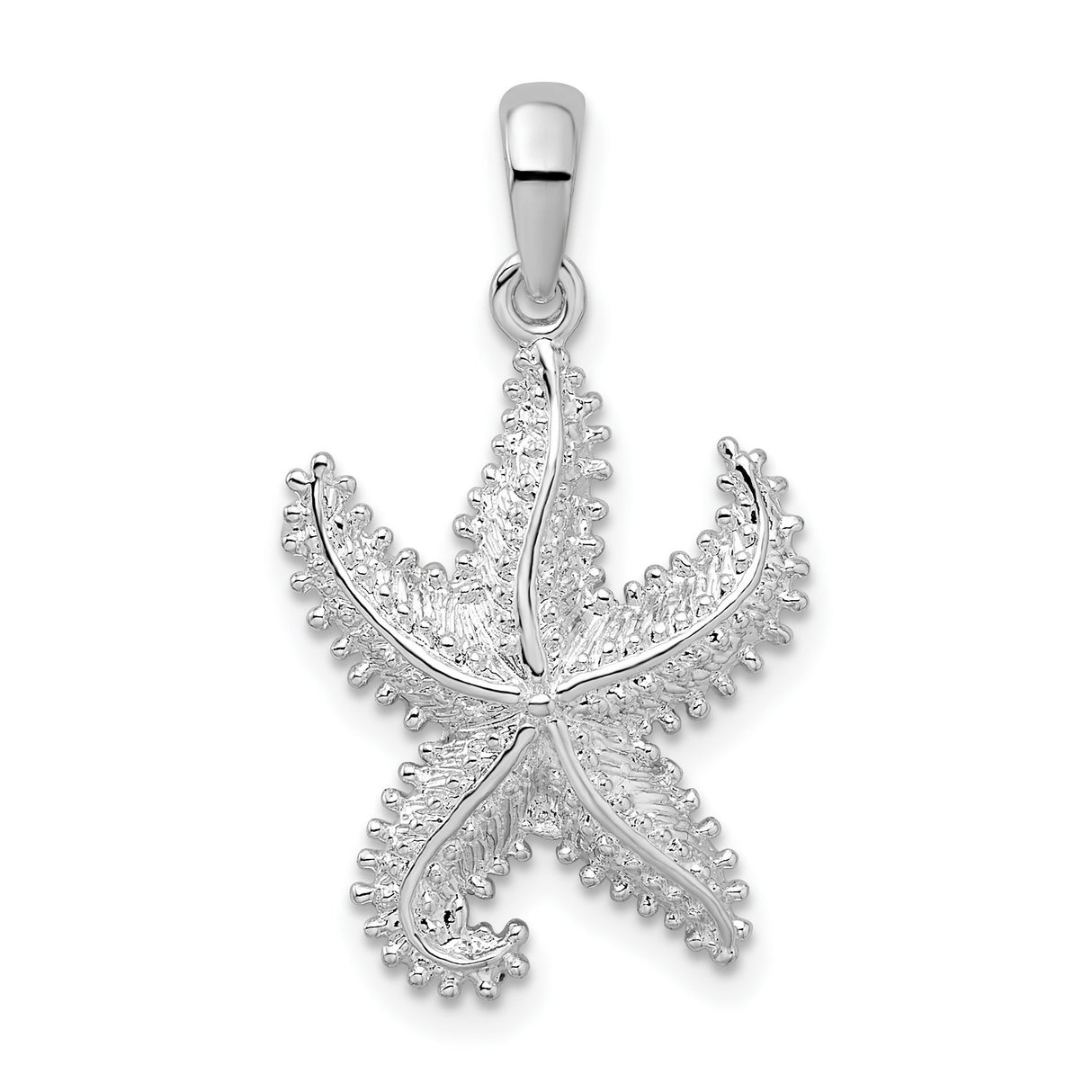Sterling Silver Starfish Pendant with Textured Marine Design and Coastal Charm for Women