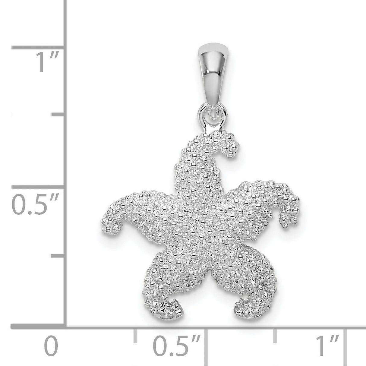 Sterling Silver Starfish Pendant, Textured Finish, Nautical Ocean Theme Charm for Women or Unisex