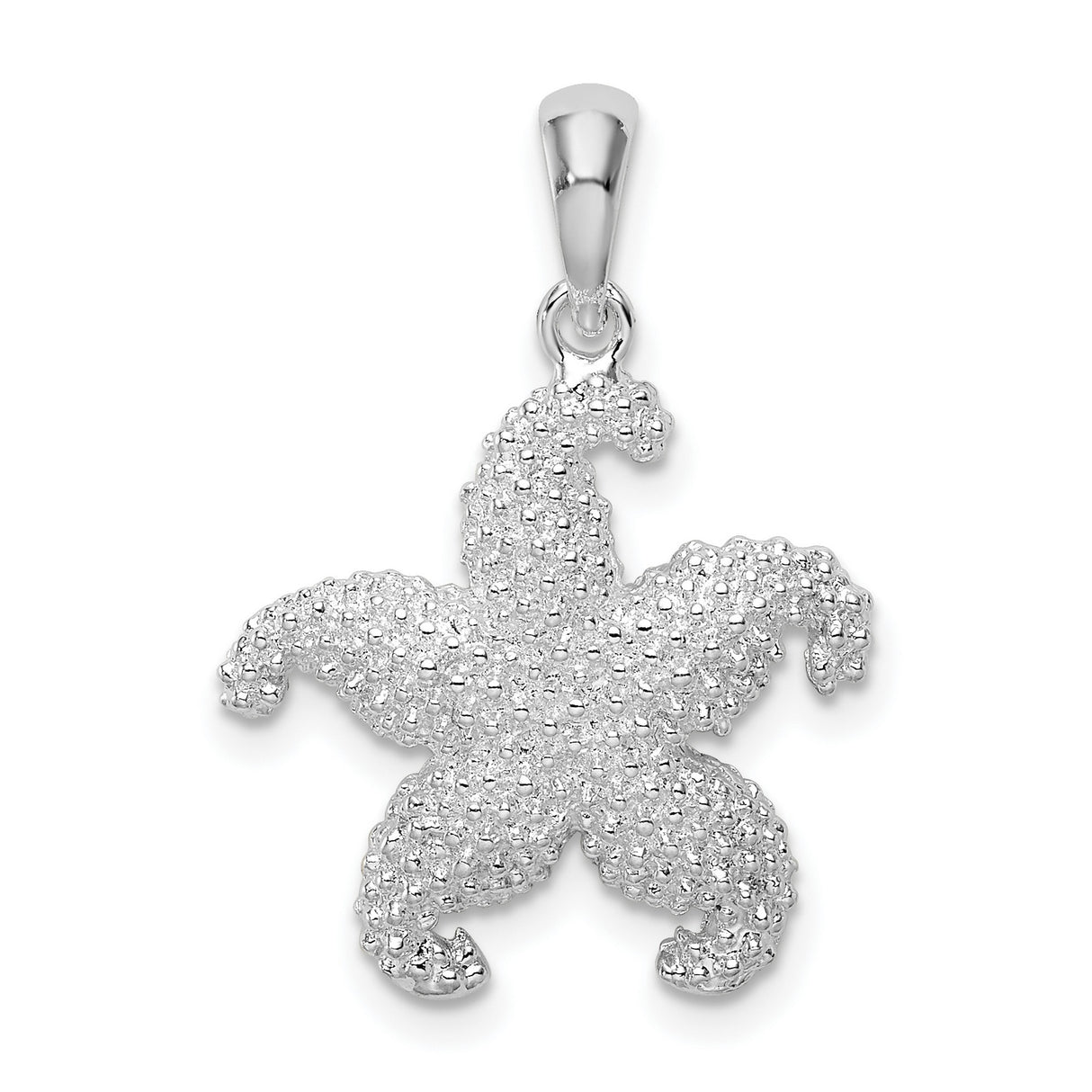 Sterling Silver Starfish Pendant, Textured Finish, Nautical Ocean Theme Charm for Women or Unisex