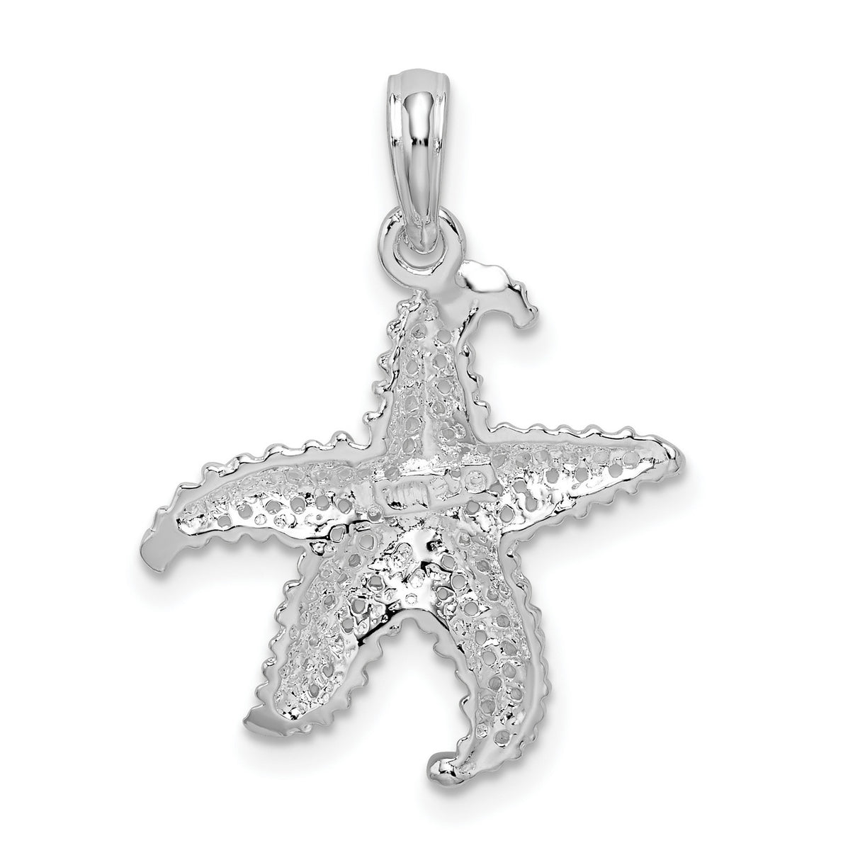 Sterling Silver Starfish Pendant, Textured Ocean-Inspired Coastal Charm for Women