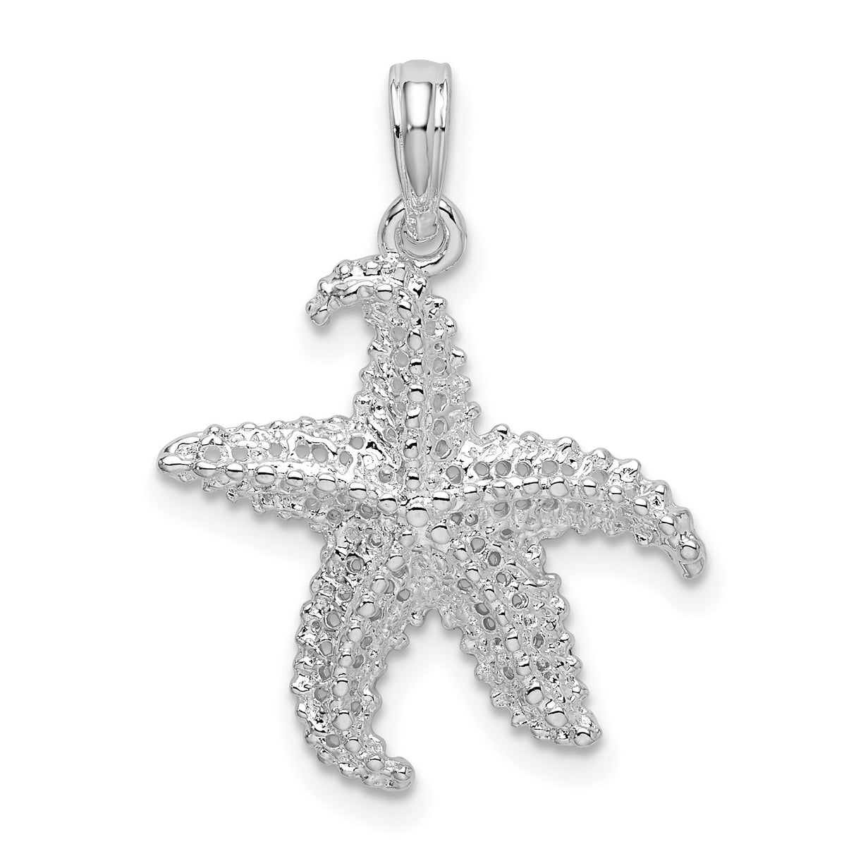 Sterling Silver Starfish Pendant, Textured Ocean-Inspired Coastal Charm for Women