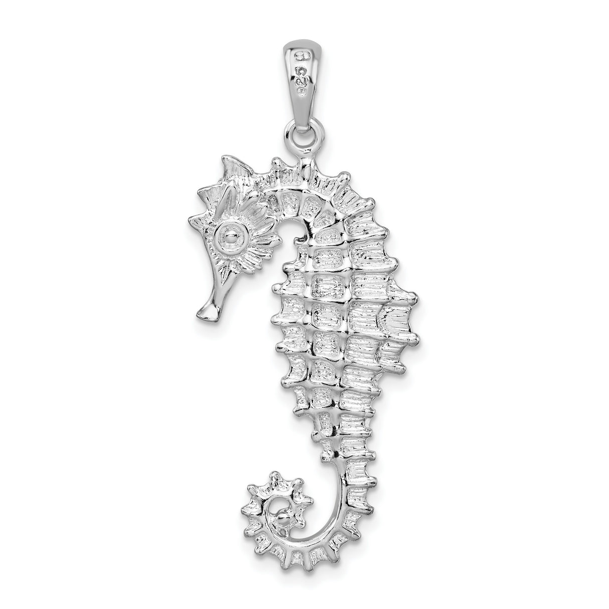 Sterling Silver Seahorse Pendant, Realistic 3D Ocean Charm, Nautical Marine Life Jewelry