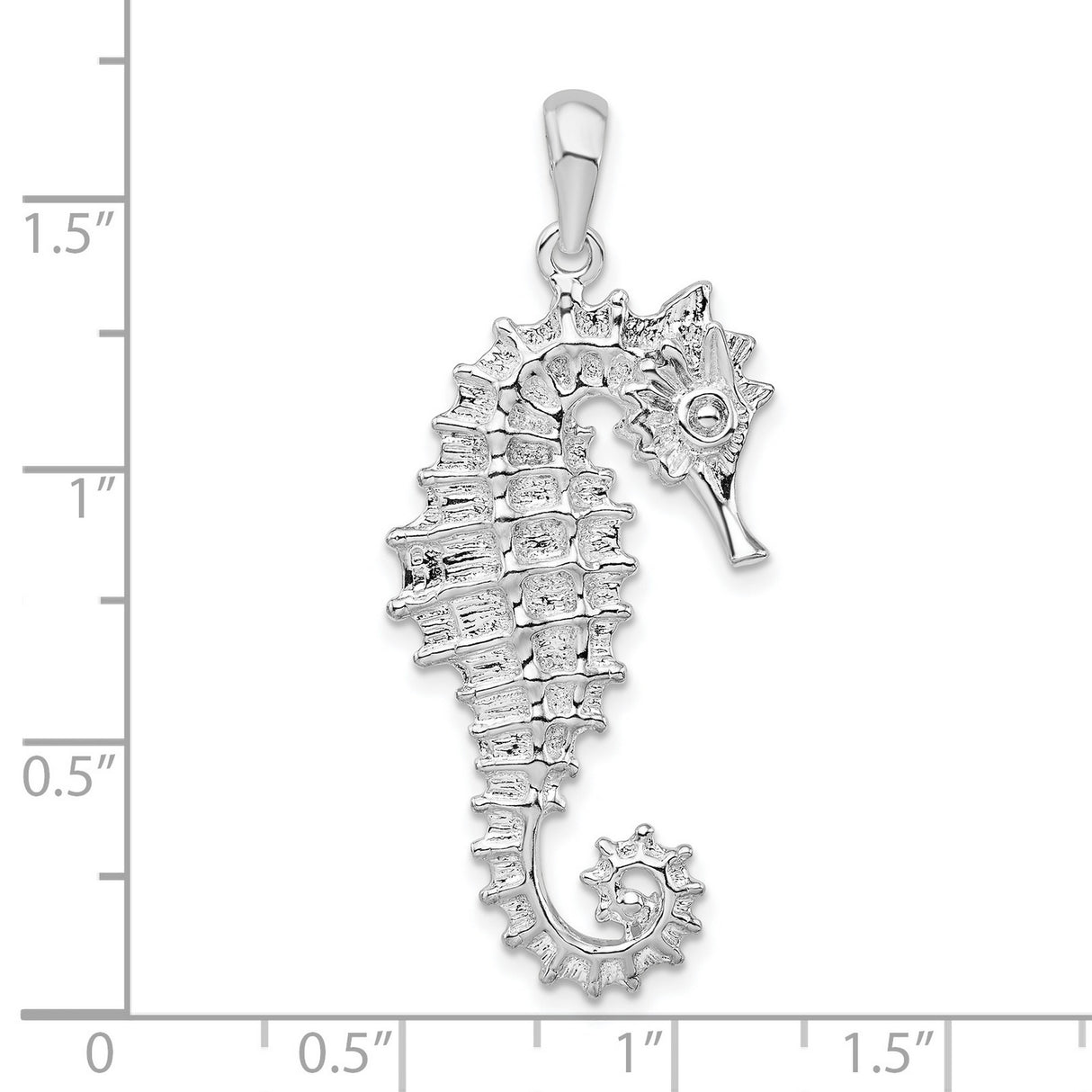 Sterling Silver Seahorse Pendant, Realistic 3D Ocean Charm, Nautical Marine Life Jewelry