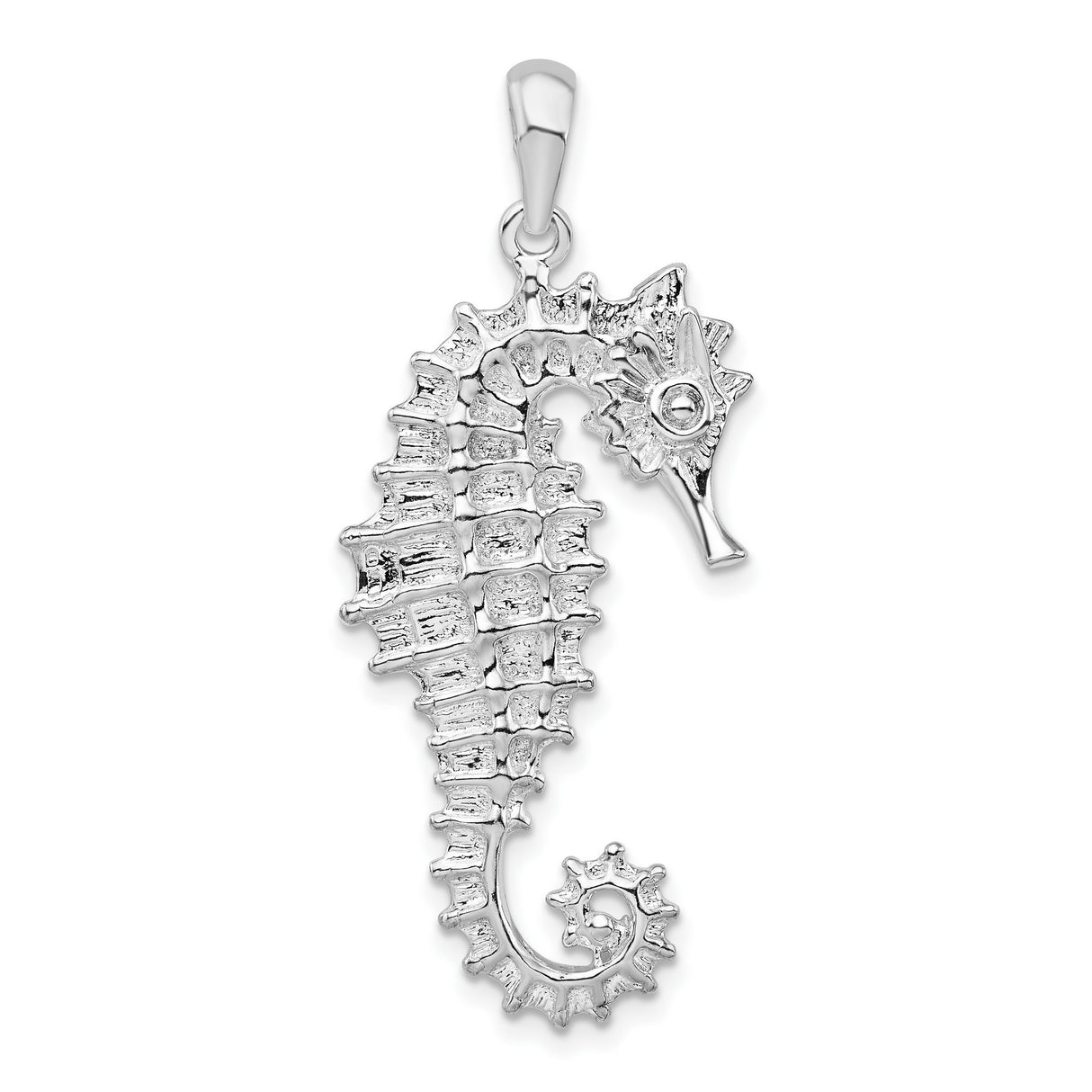 Sterling Silver Seahorse Pendant, Realistic 3D Ocean Charm, Nautical Marine Life Jewelry
