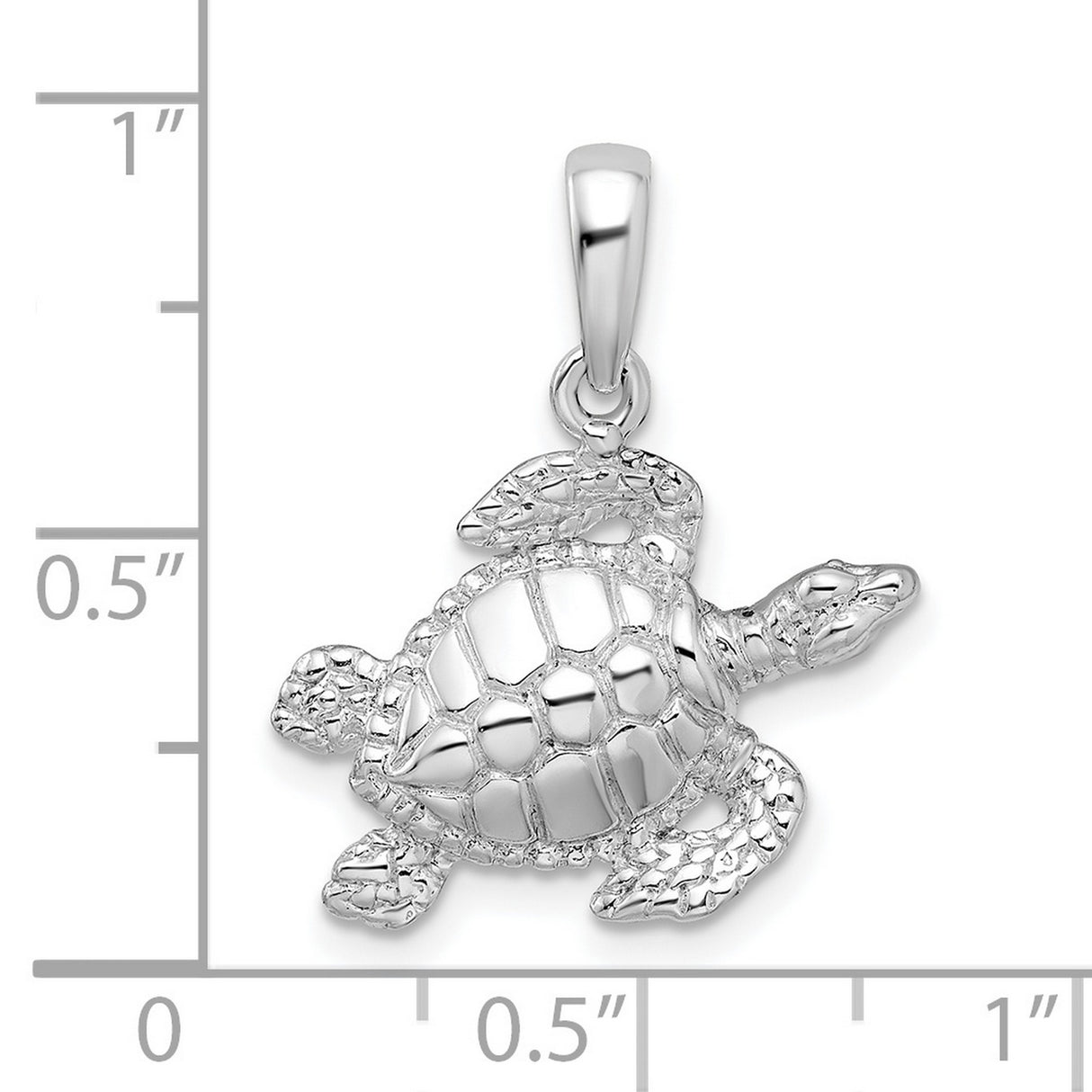 Sterling Silver Sea Turtle Pendant with Textured Shell, Ocean Animal Jewelry for Women