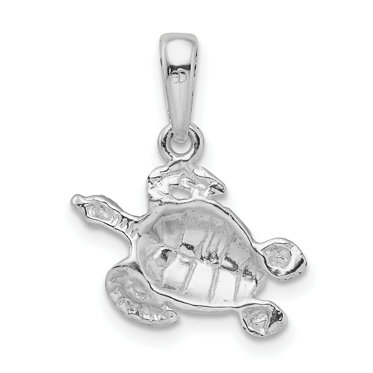 Sterling Silver Sea Turtle Pendant with Textured Shell, Marine Life Nature Charm