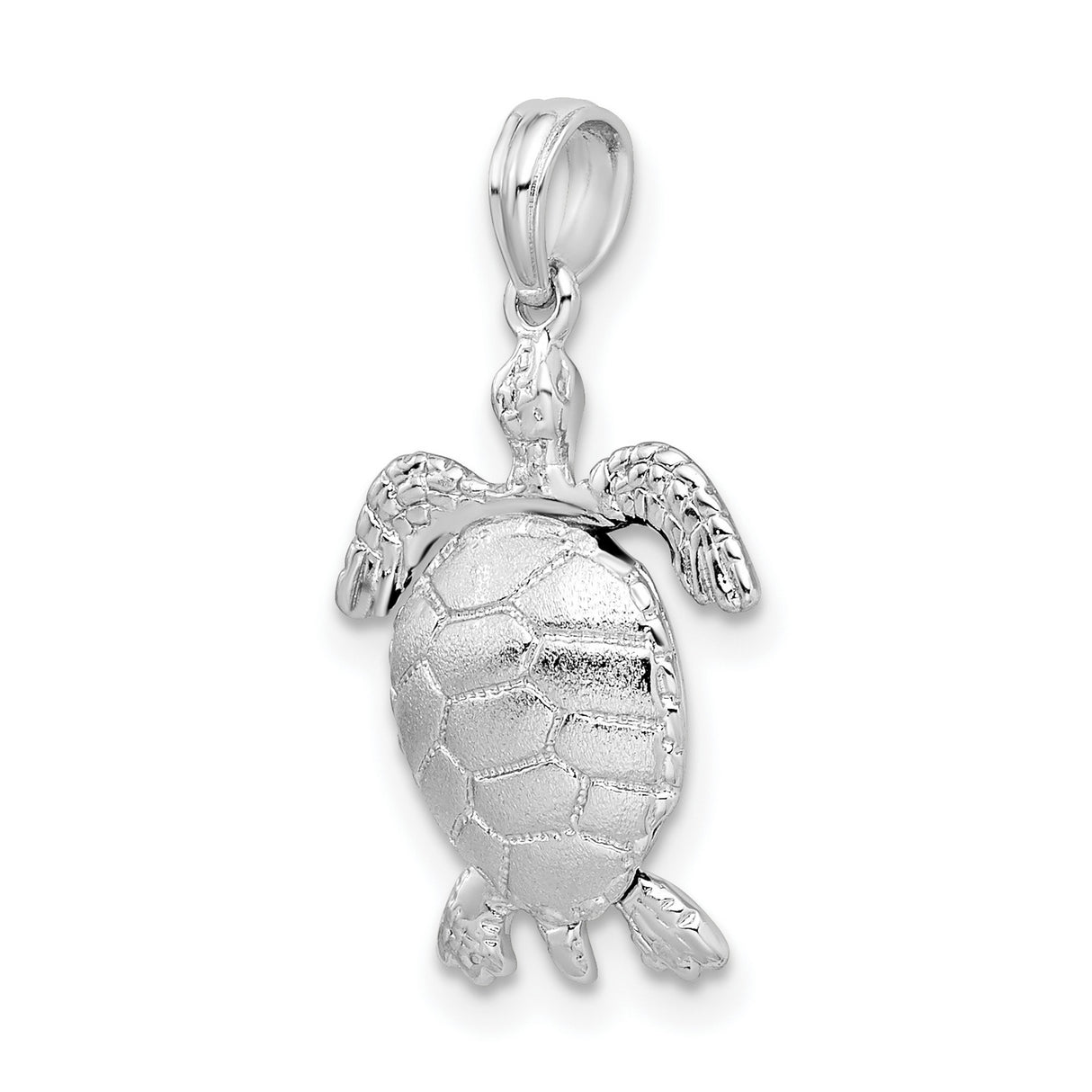 Sterling Silver Sea Turtle Pendant, Detailed 3D Nautical Design for Women or Unisex