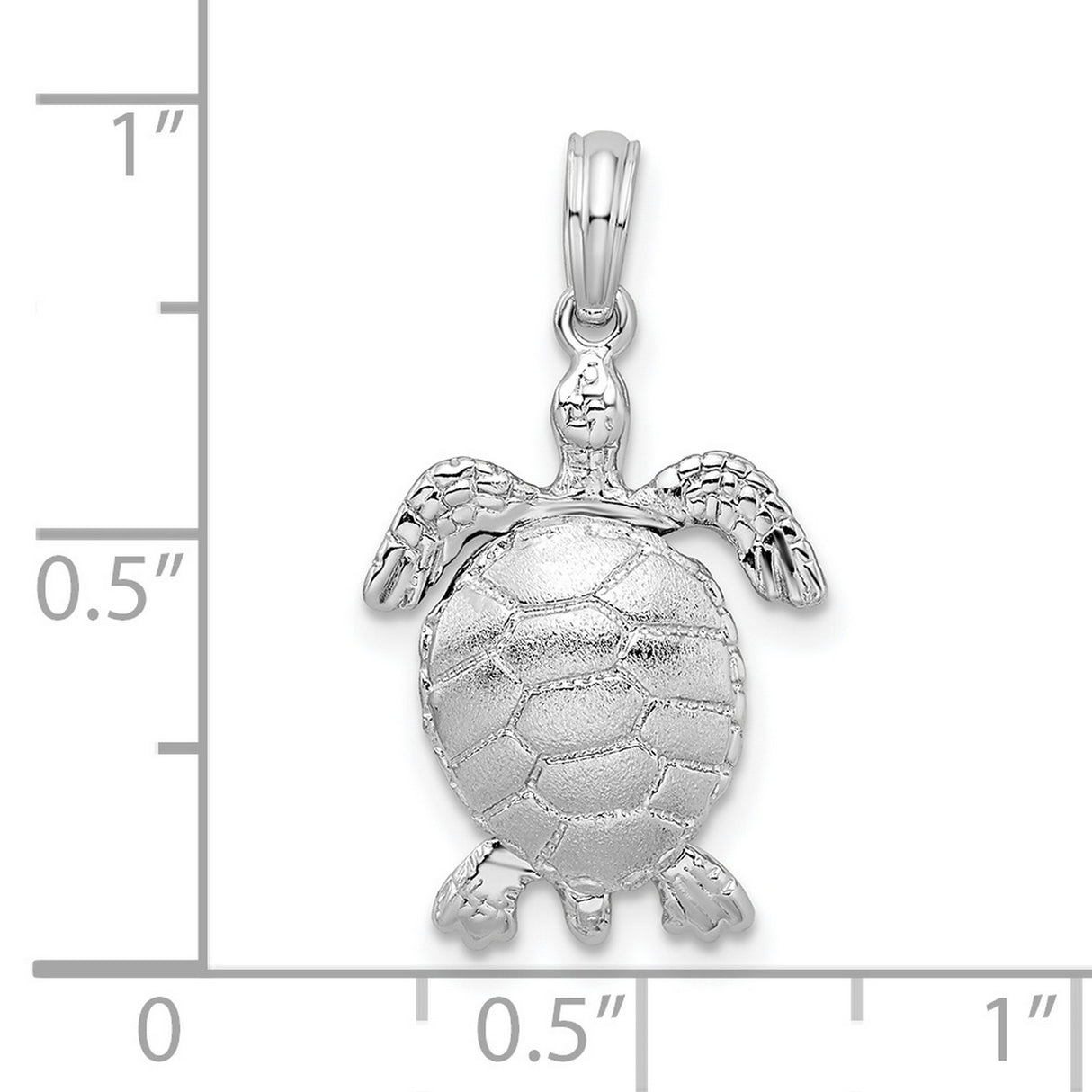 Sterling Silver Sea Turtle Pendant, Detailed 3D Nautical Design for Women or Unisex