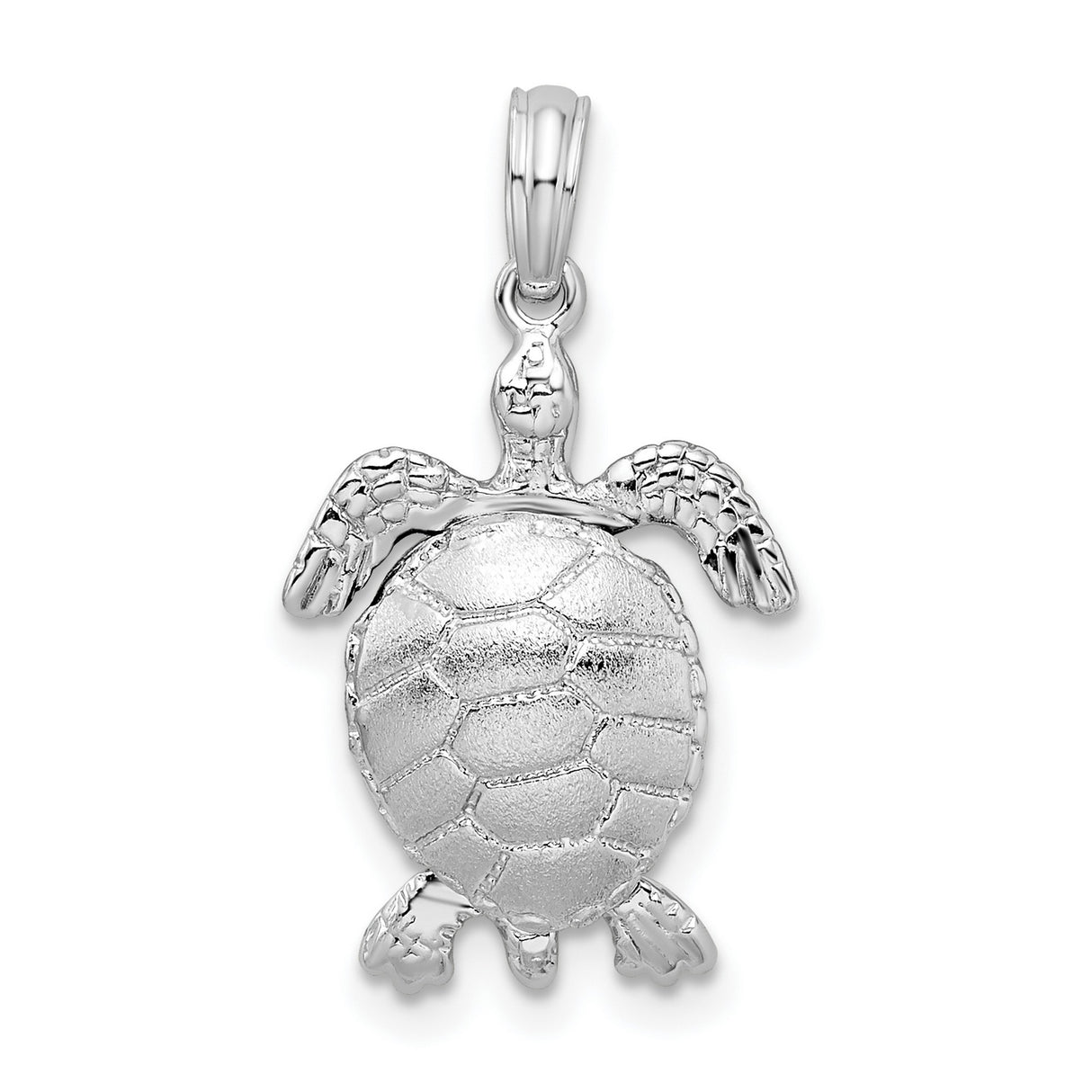 Sterling Silver Sea Turtle Pendant, Detailed 3D Nautical Design for Women or Unisex
