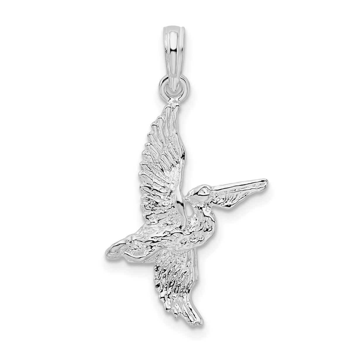 Sterling Silver Hummingbird Pendant with Detailed Flying Bird and Nature-Inspired Design for Women