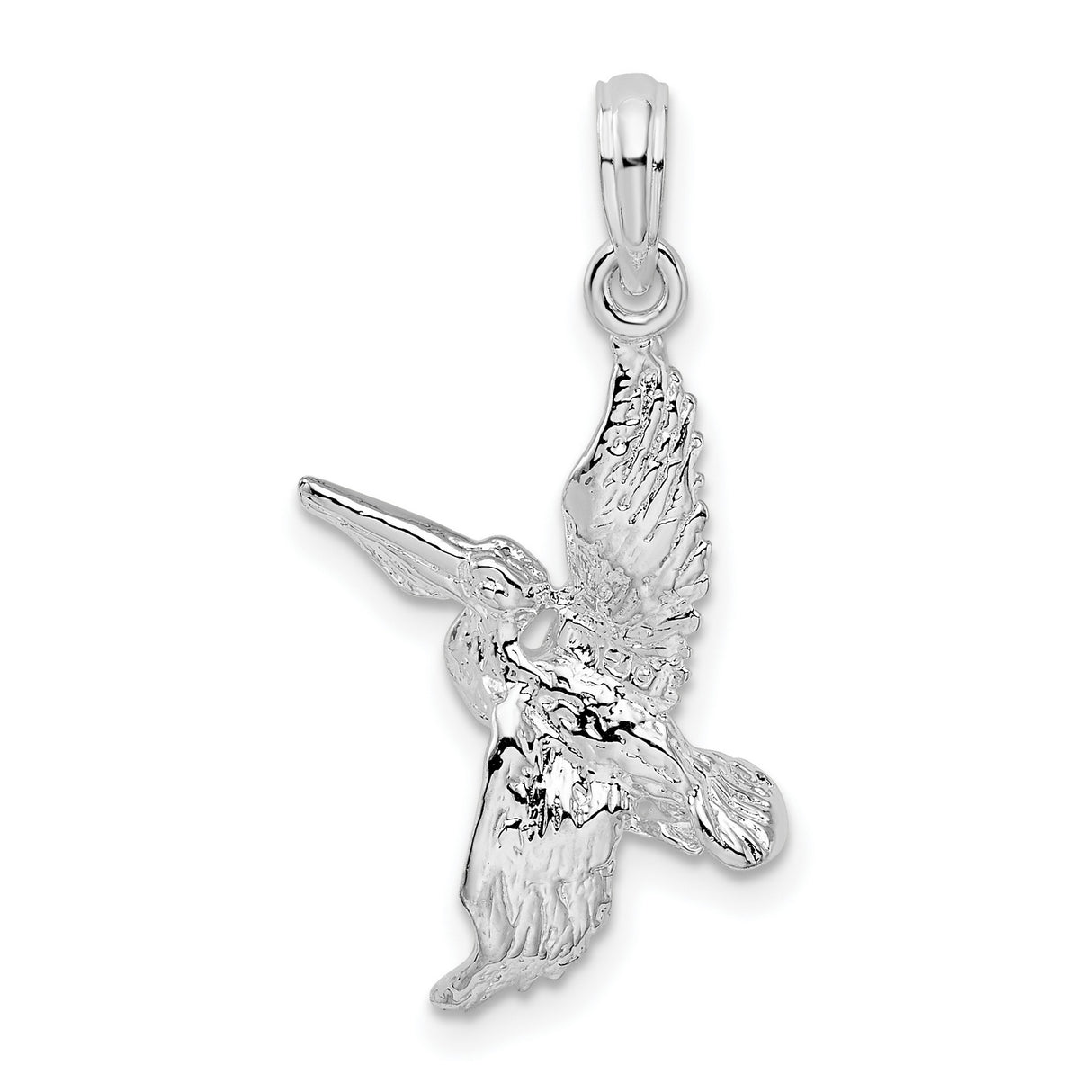 Sterling Silver Hummingbird Pendant with Detailed Flying Bird and Nature-Inspired Design for Women