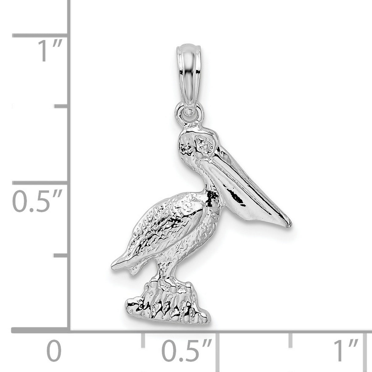 Sterling Silver Pelican Pendant with Detailed Coastal Bird Design, Nautical Wildlife Charm