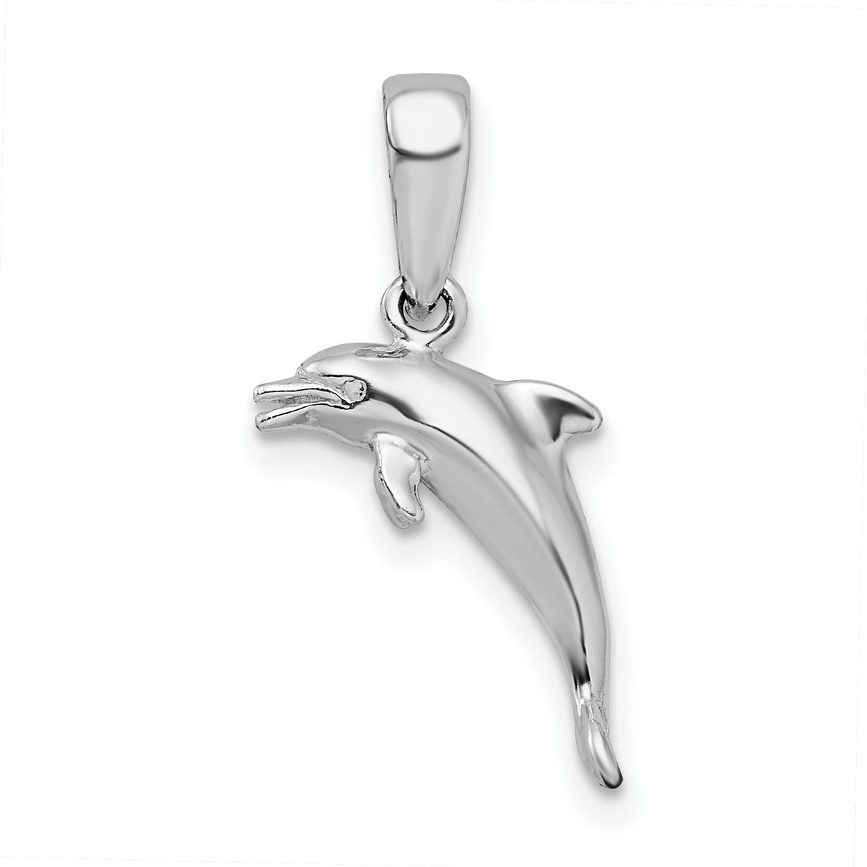 Sterling Silver Dolphin Pendant, 3D Jumping Ocean Theme Marine Life Charm for Women or Unisex