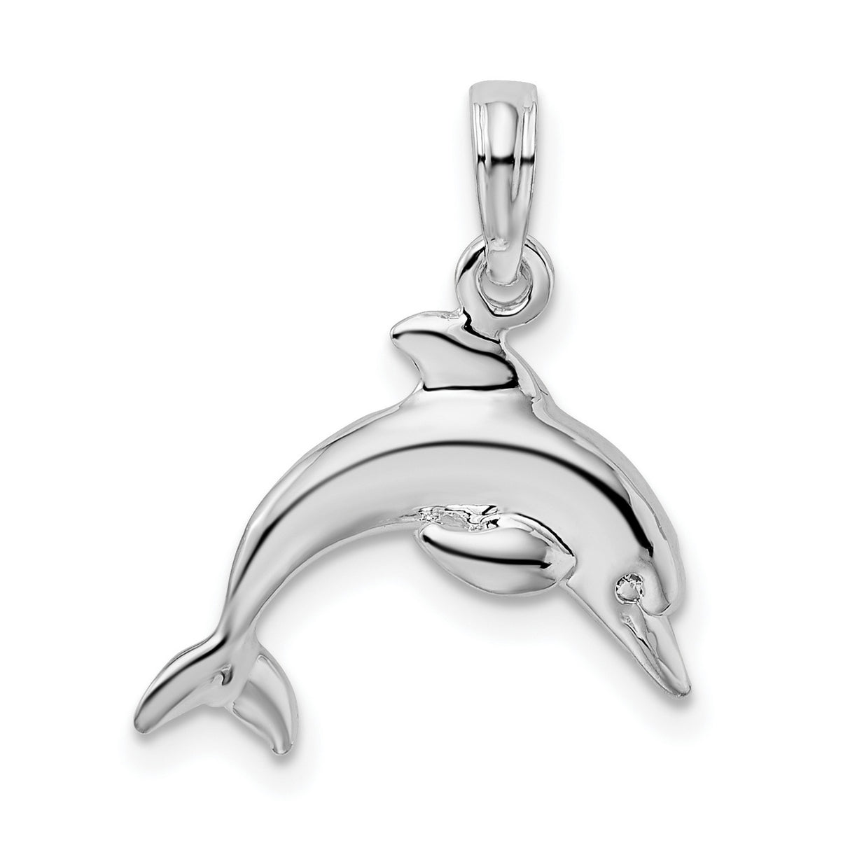 Sterling Silver Dolphin Pendant with 3D Jumping Dolphin, Nautical Marine Animal Design