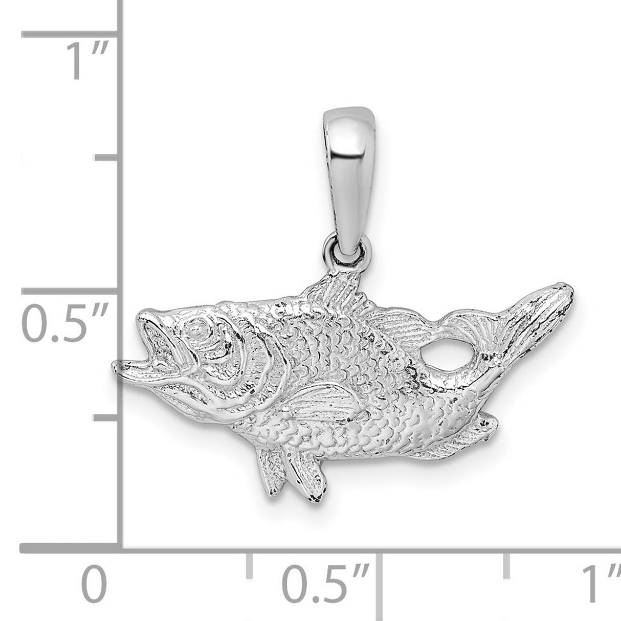 Sterling Silver Bass Fish Pendant, Realistic Open Mouth Design, Fishing Lifestyle Jewelry