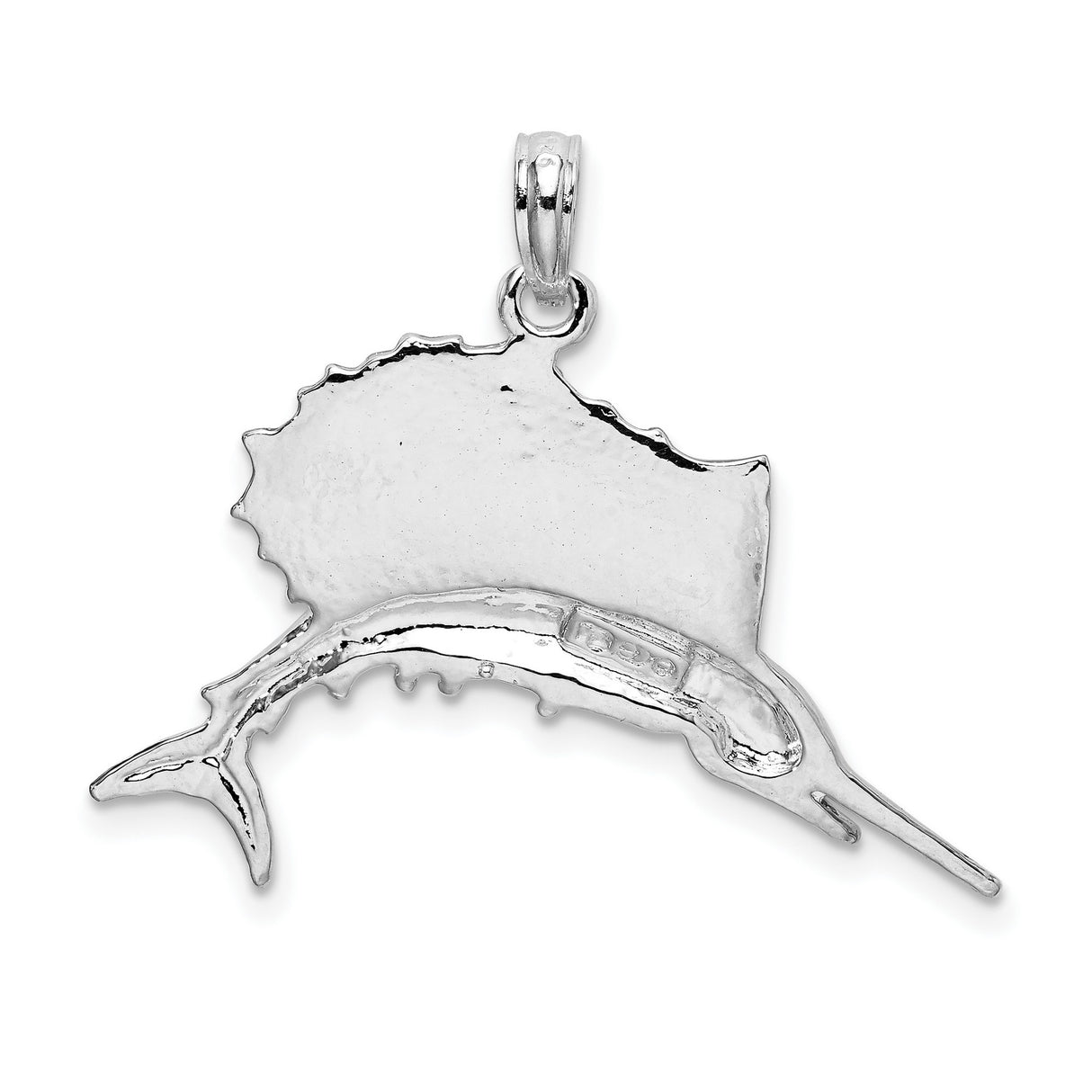 Sterling Silver Sailfish Pendant, Detailed Ocean Fish Charm with Nautical Theme for Men or Unisex