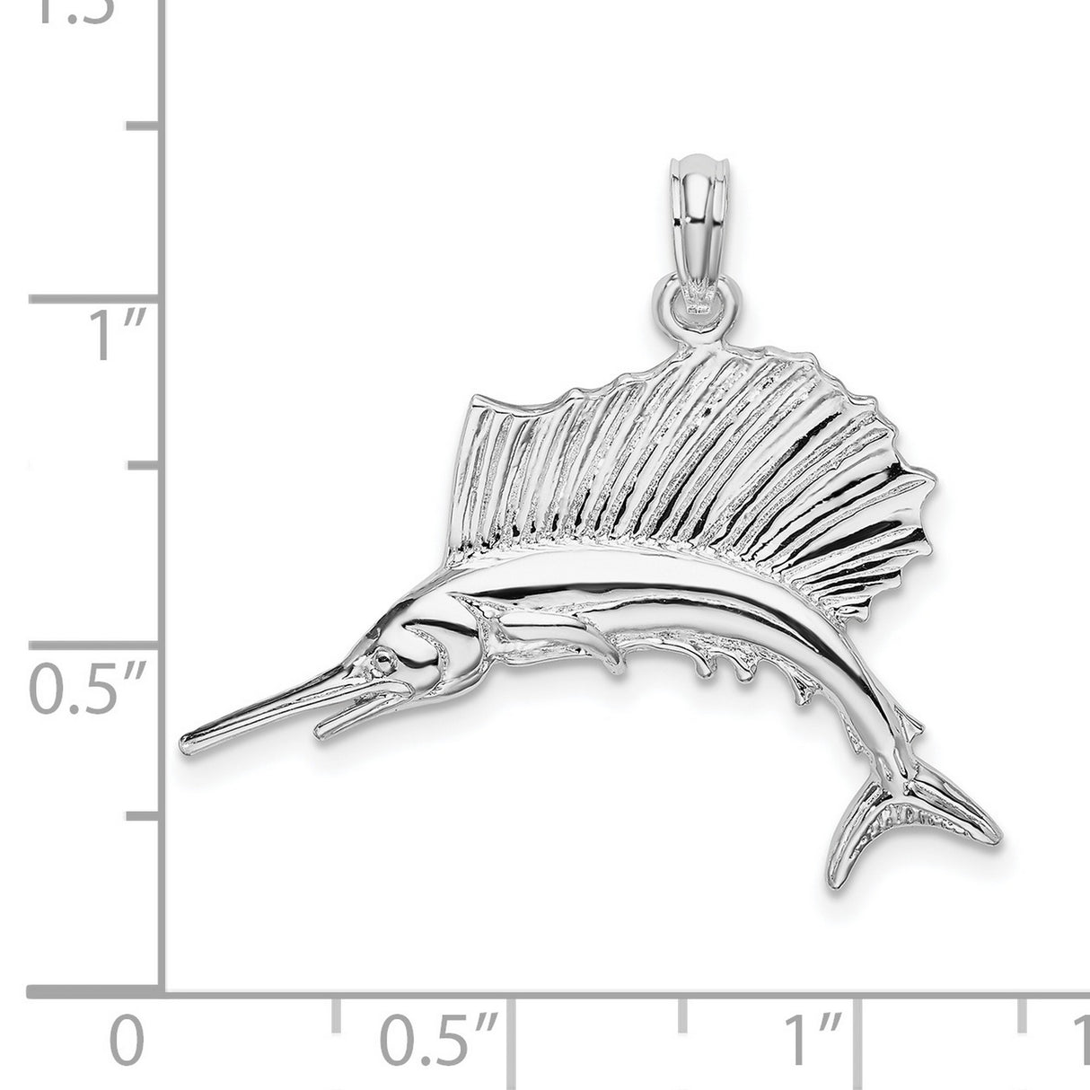 Sterling Silver Sailfish Pendant, Detailed Ocean Fish Charm with Nautical Theme for Men or Unisex