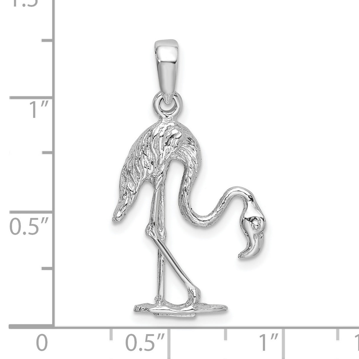 Sterling Silver Flamingo Pendant with Detailed Standing Bird Design, Tropical Nature-Inspired Jewelry
