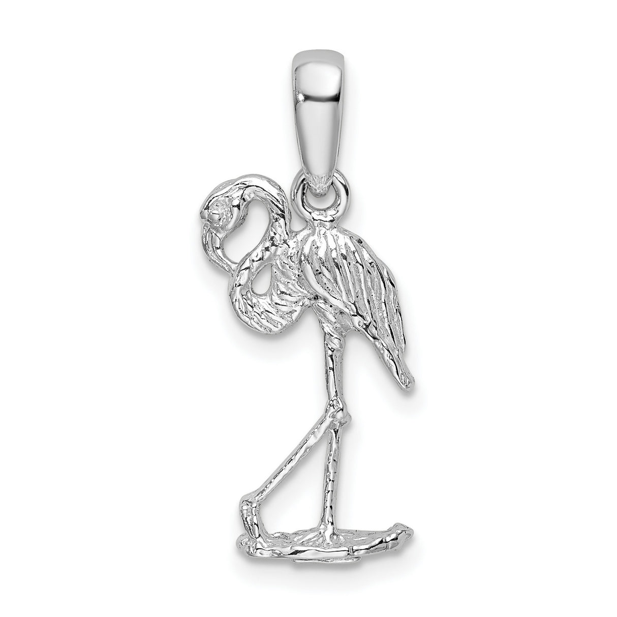 Sterling Silver Flamingo Pendant with Delicate Bird Charm, Tropical Wildlife Theme